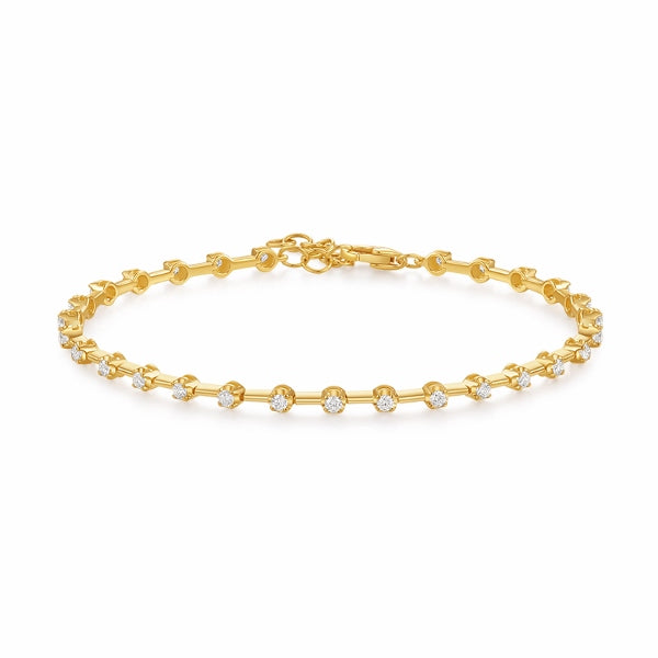 Round Diamond Station Bracelet in 14K Yellow Gold