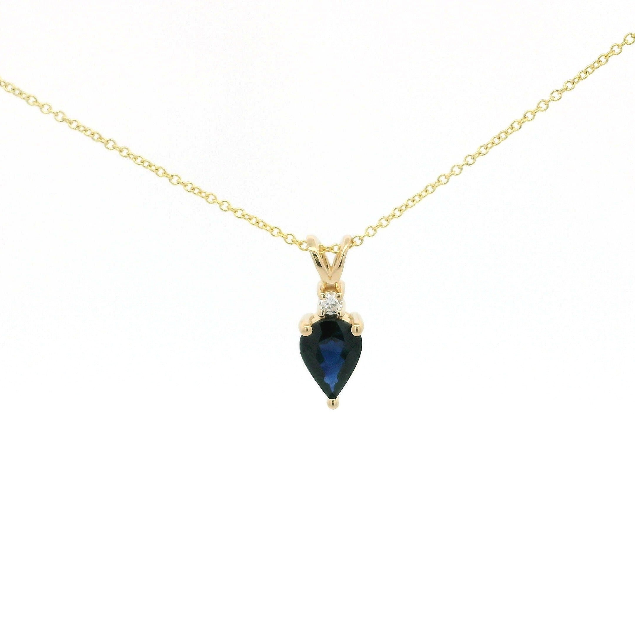 Sapphire Pendant Necklace in 14K Yellow Gold