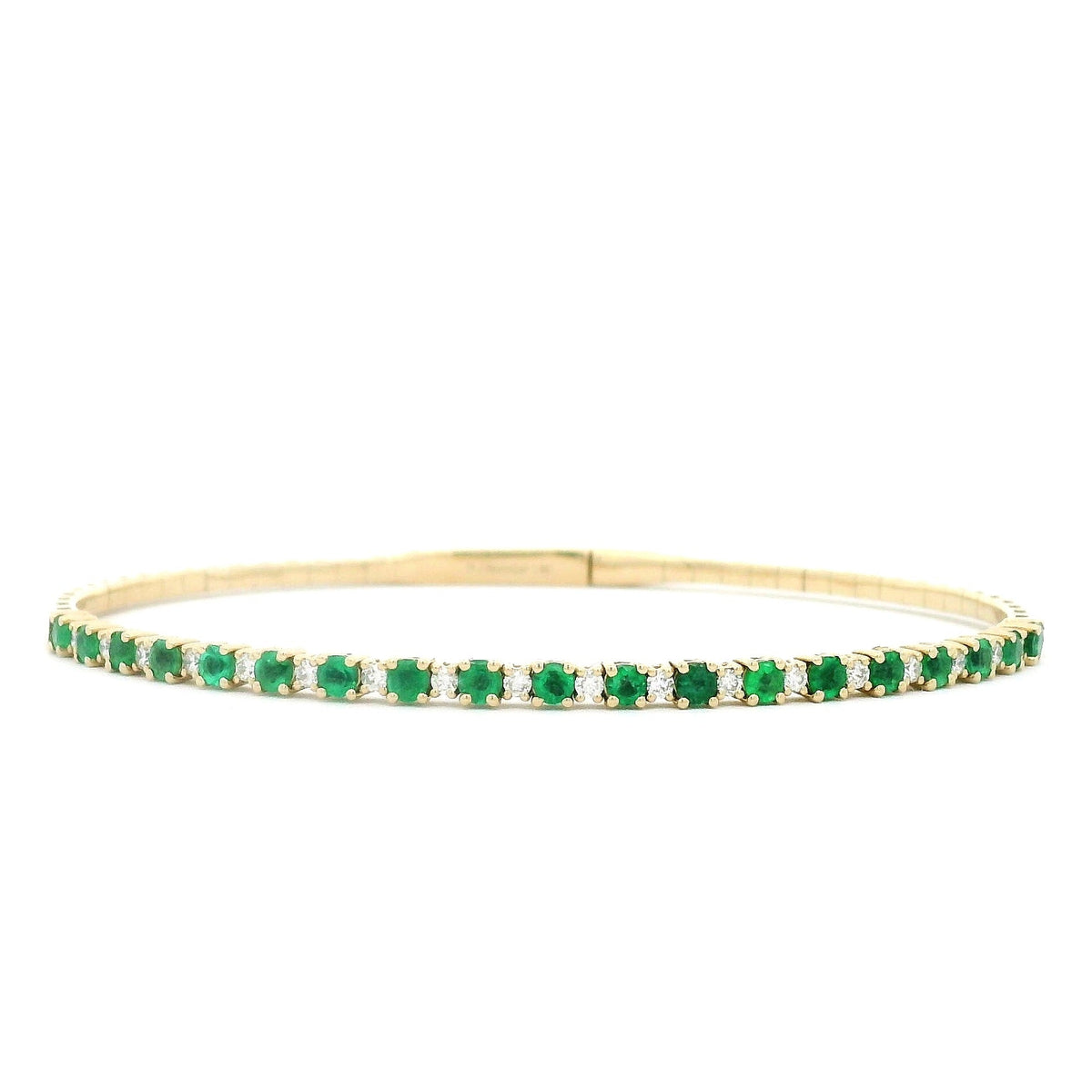 Alternating Diamond Emerald Flex Bracelet in 14K Yellow Gold