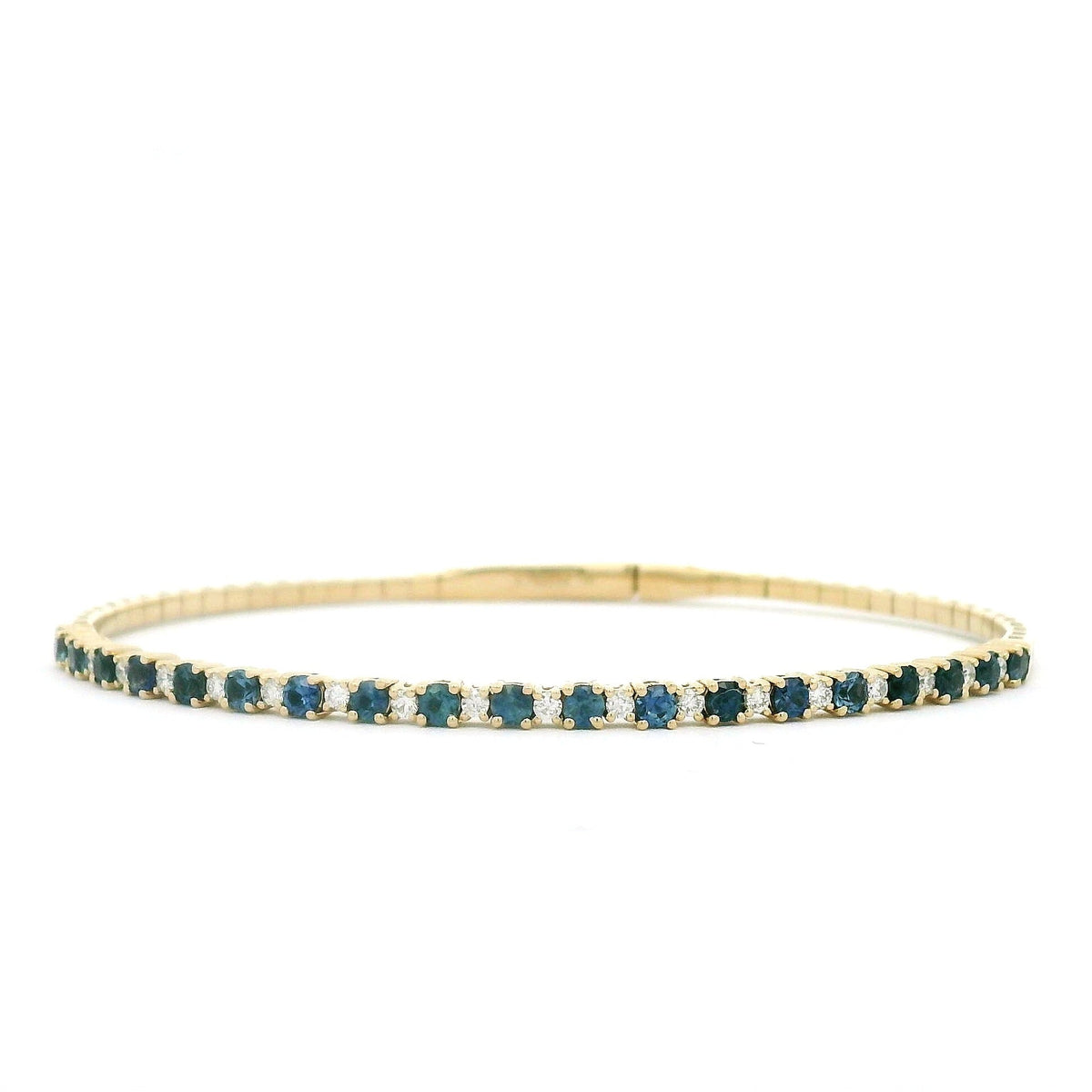 Alternating Diamond Sapphire Flex Bracelet in 14K Yellow Gold