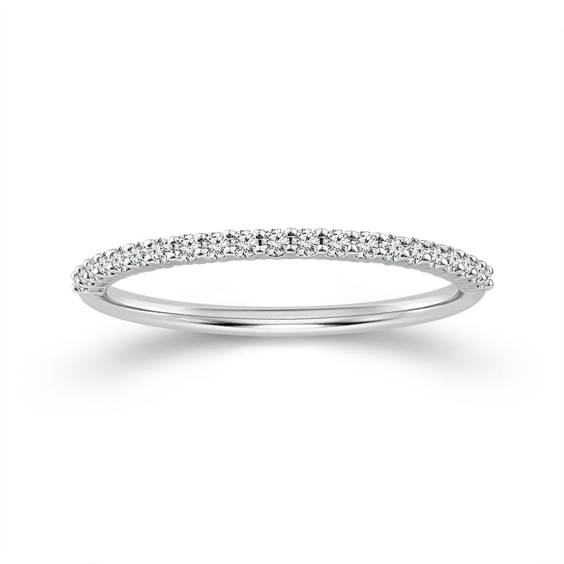 Halfway Shared Prong 0.15CT Diamond Band in 14K White Gold, Size 7