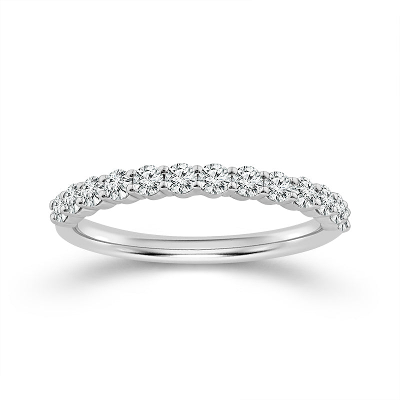 Halfway Shared Prong 0.50CT Diamond Band in 14K White Gold, Size 7