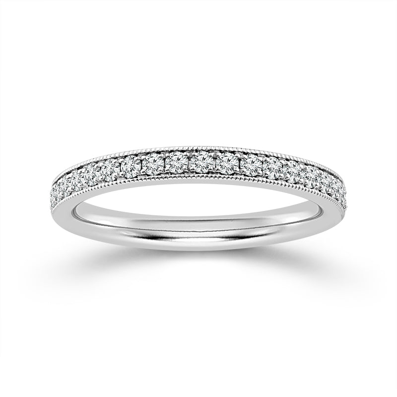 Micro Pave 0.25CT Diamond Band in 14K White Gold, Size 7