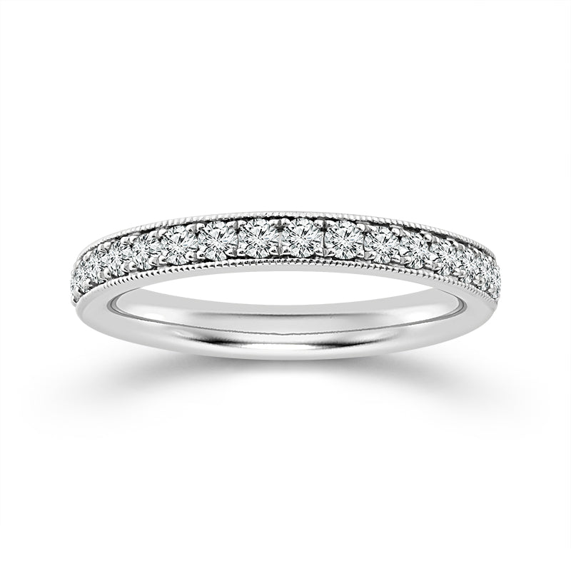 Micro Pave 0.33CT Diamond Band in 14K White Gold, Size 7