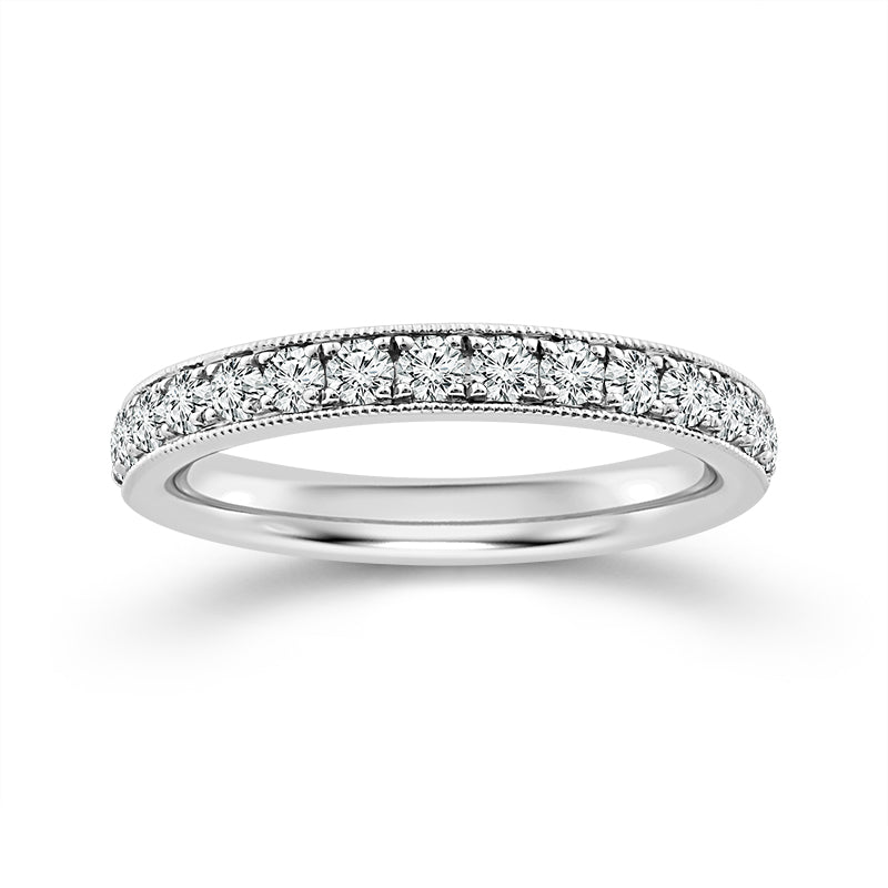 Micro Pave 0.50CT Diamond Band in 14K White Gold, Size 7
