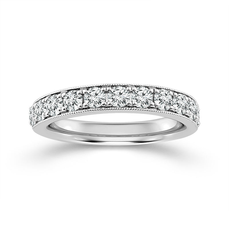 Micro Pave 1.00CT Diamond Band in 14K White Gold, Size 7