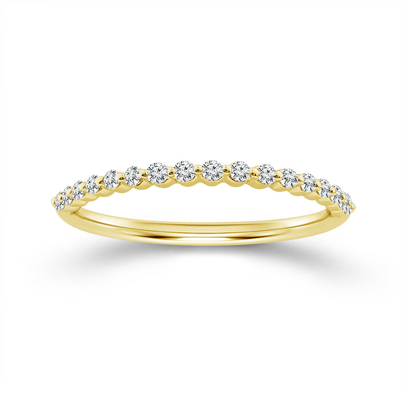 Single Prong 0.15CT Diamond Band in 14K Yellow Gold, Size 7