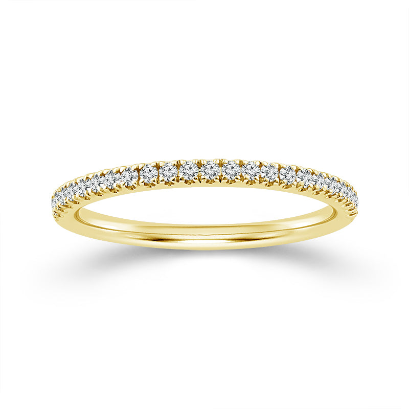 French Set 0.15CT Diamond Band in 14K Yellow Gold, Size 7