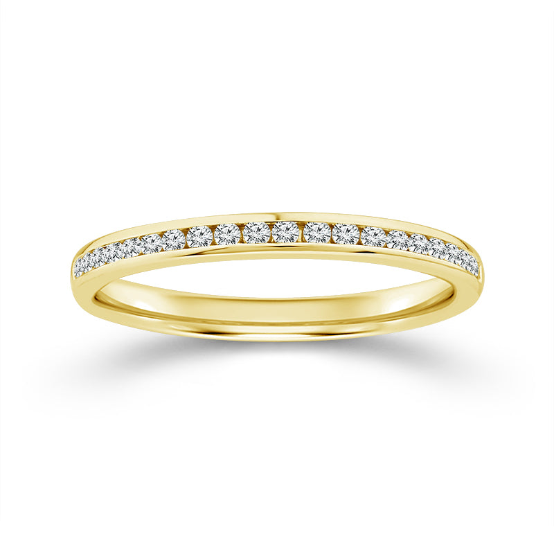 Channel Set 0.15CT Diamond Band in 14K Yellow Gold, Size 7