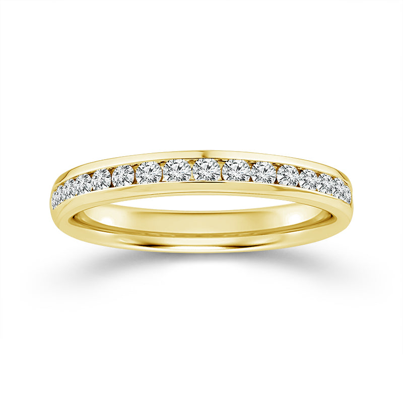Channel Set 0.33CT Diamond Band in 14K Yellow Gold, Size 7