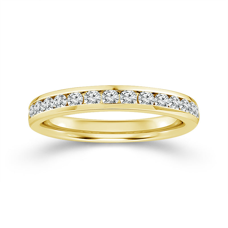 Channel Set 0.50CT Diamond Band in 14K Yellow Gold, Size 7