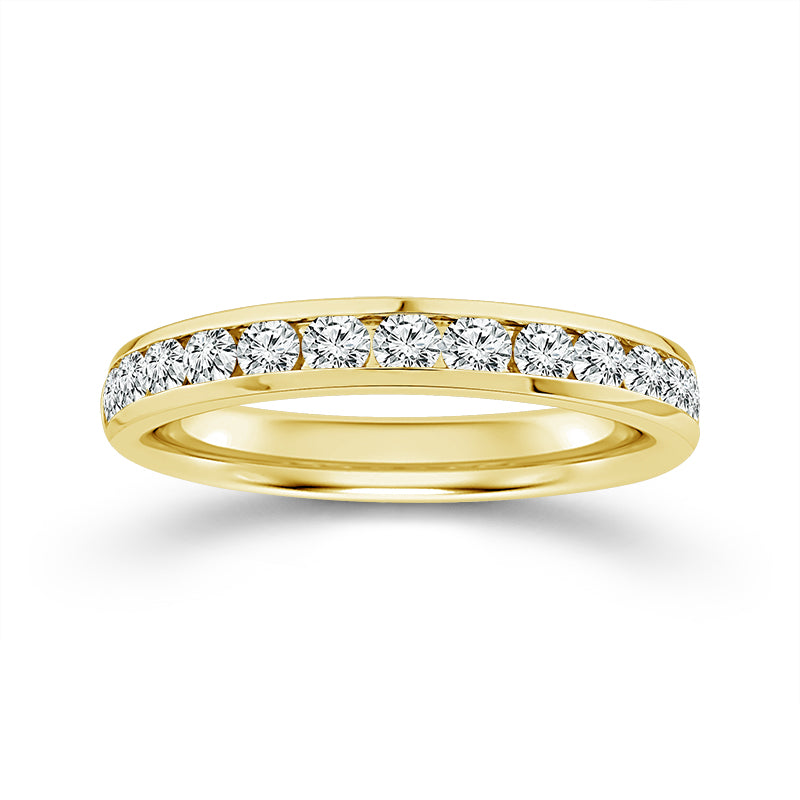 Channel Set 0.75CT Diamond Band in 14K Yellow Gold, Size 7