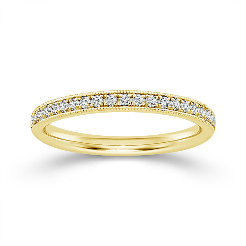Micro Pave 0.15CT Diamond Band in 14K Yellow Gold, Size 7
