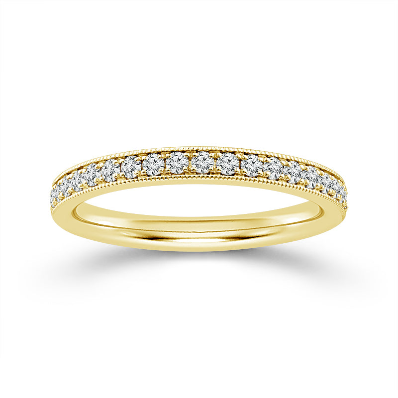 Micro Pave 0.25CT Diamond Band in 14K Yellow Gold, Size 7