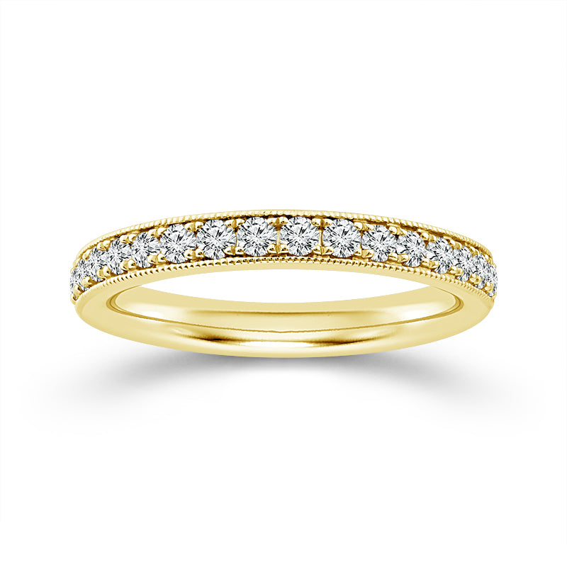 Micro Pave 0.33CT Diamond Band in 14K Yellow Gold, Size 7