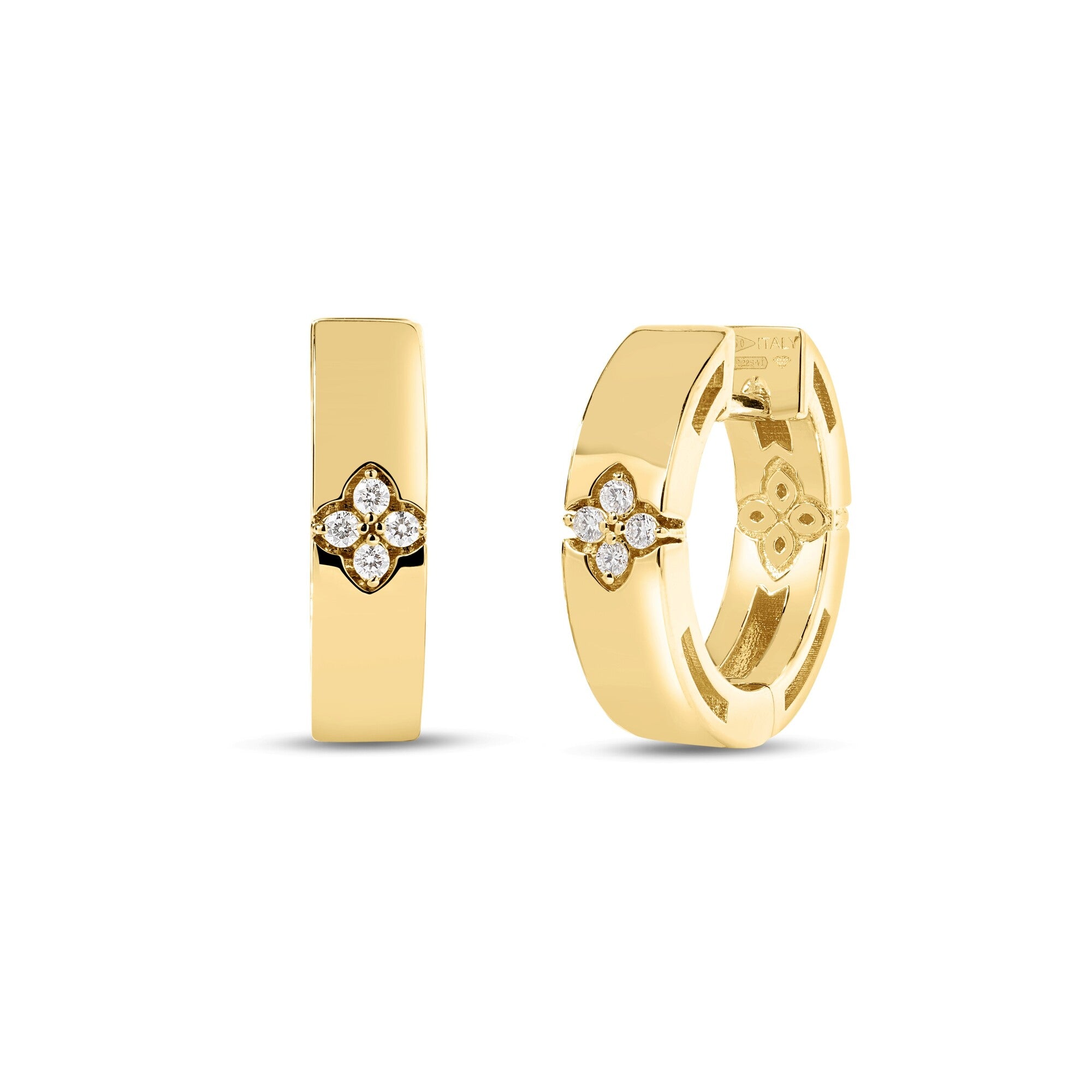 Roberto Coin Love in Verona Diamond Hoop Earrings in 18K Yellow Gold