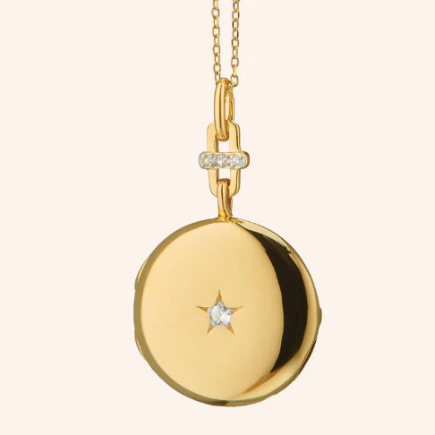 Monica Rich Kosann Twinkle Star Locket Necklace in 18K Yellow Gold, 17" Length