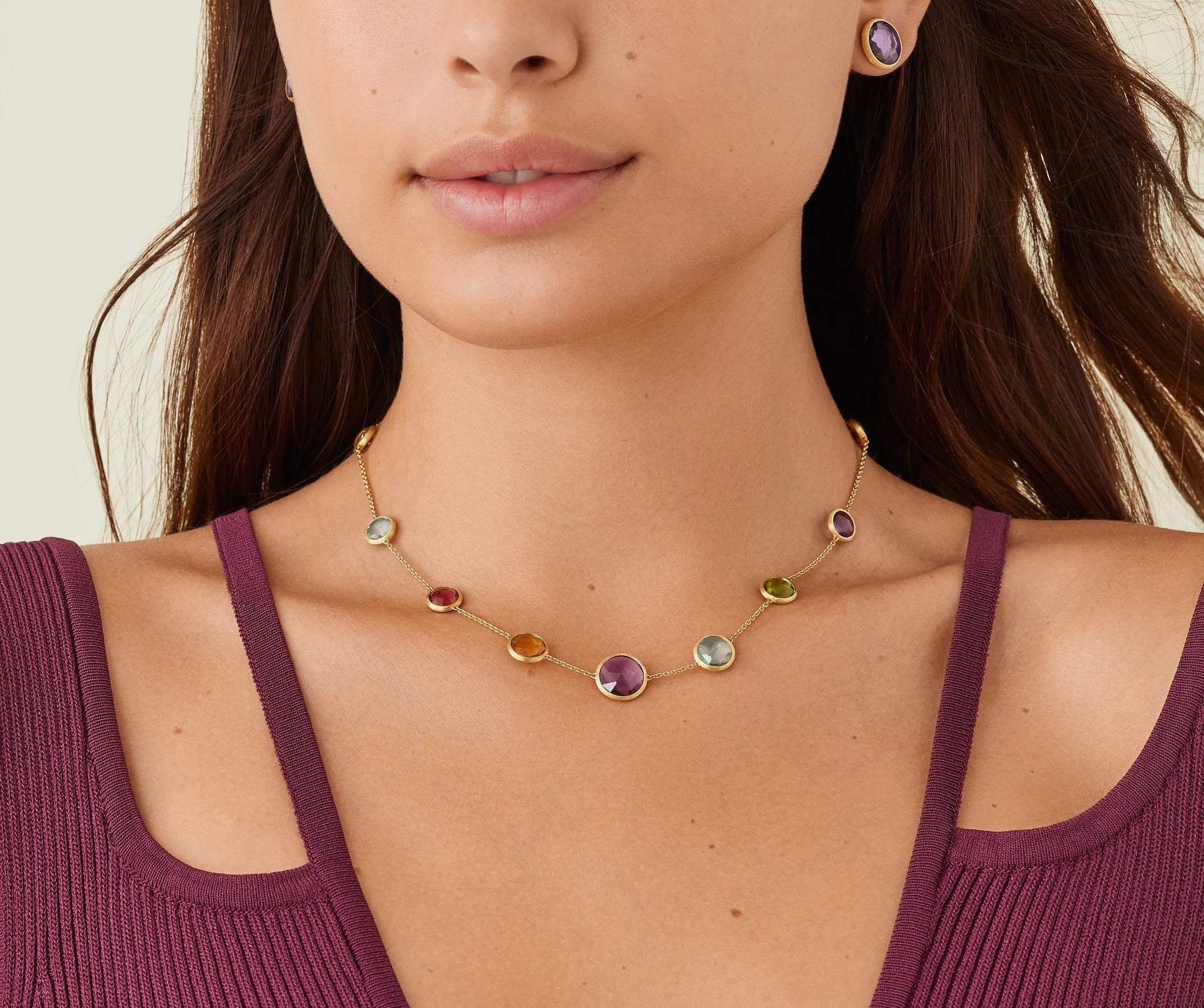 Marco Bicego Jaipur Gold Mixed Gemstone Necklace in Yellow Gold