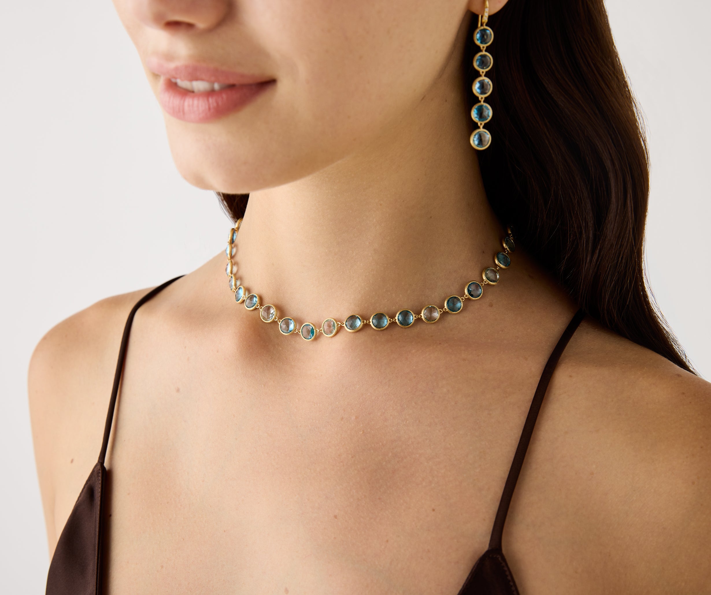 Marco Bicego Jaipur Blue Topaz Necklace in 18K Yellow Gold