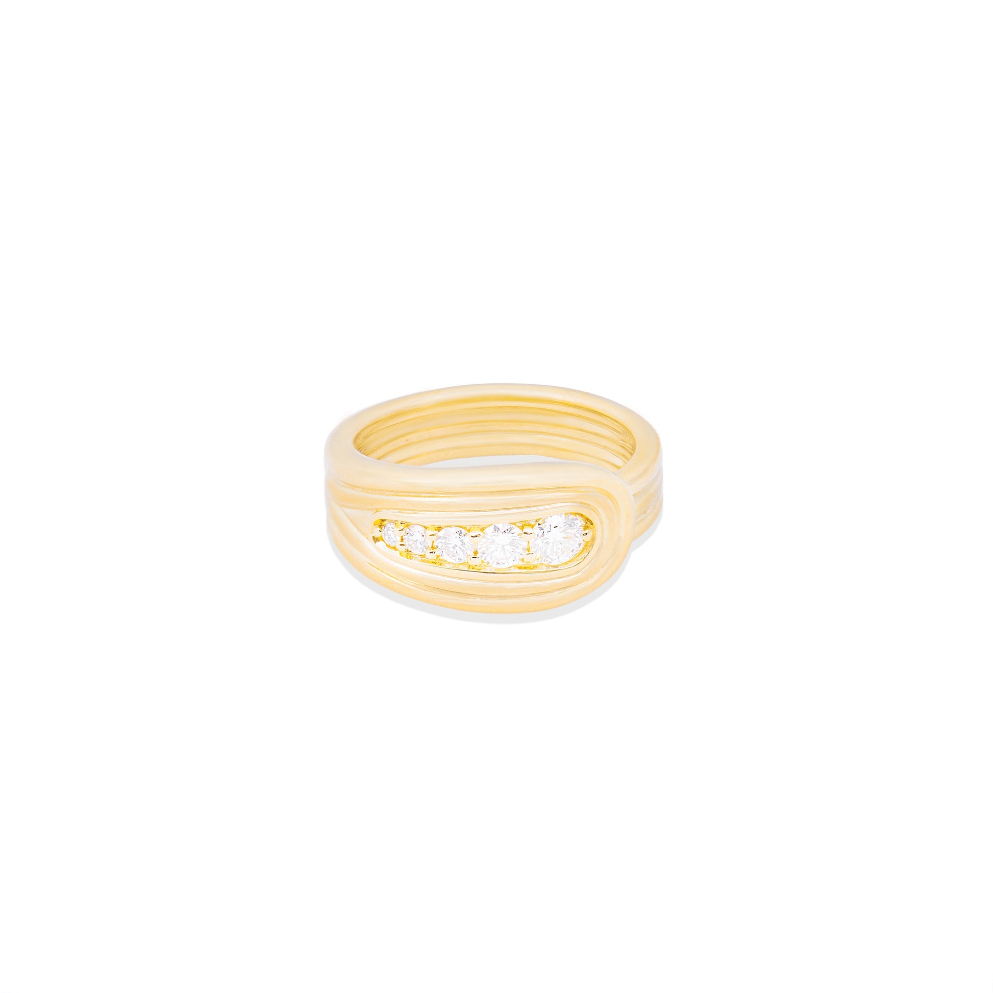 Campbell & Charlotte Nest Bypass Diamond Ring in 14K Yellow Gold, Size 7