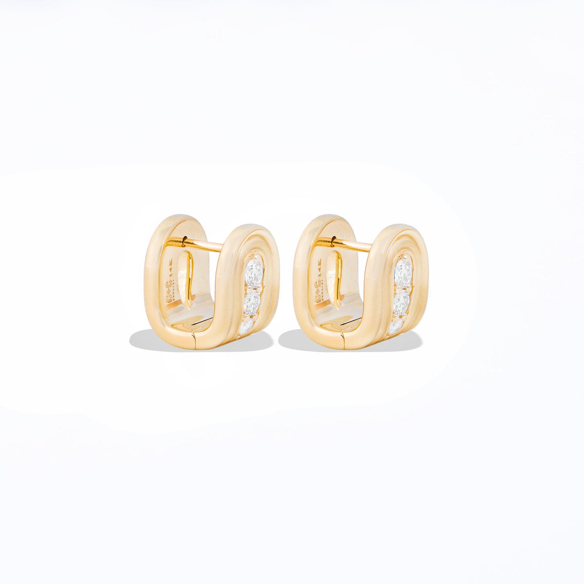 Campbell + Charlotte Nest Diamond Huggie Earrings in 14K Yellow Gold