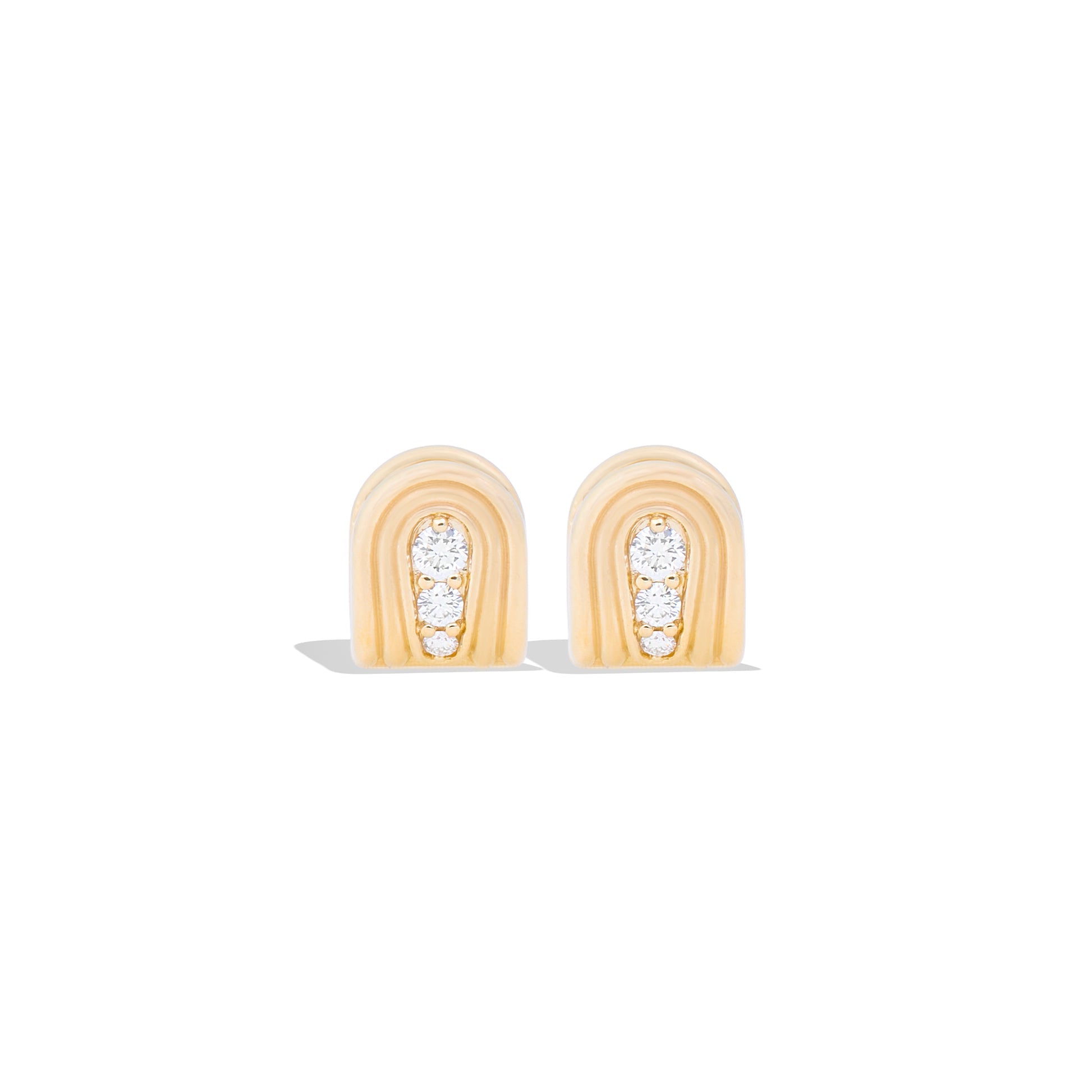 Campbell + Charlotte Nest Diamond Huggie Earrings in 14K Yellow Gold