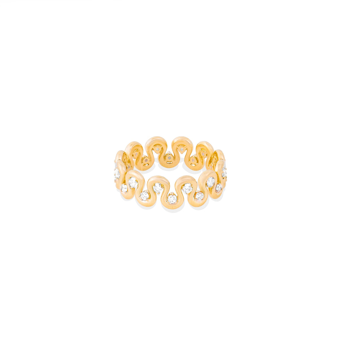 Campbell + Charlotte Squiggle Diamond Ring in 14K Yellow Gold, Size 7