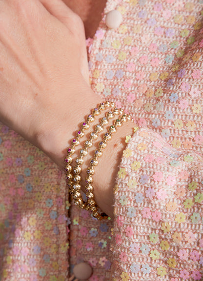 Campbell + Charlotte Evolve Pink & Orange Sapphire Link Bracelet in 14K Yellow Gold