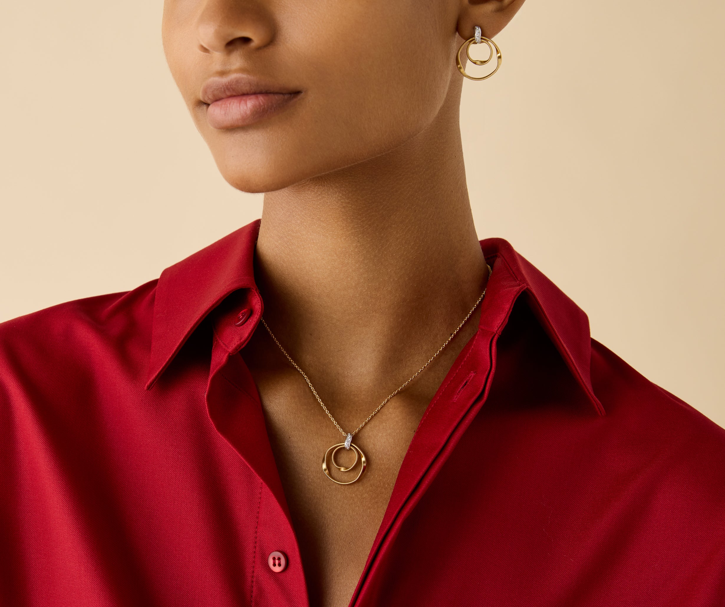 Marco Bicego Marrakech Diamond Circular Pendant Necklace in 18K Yellow Gold