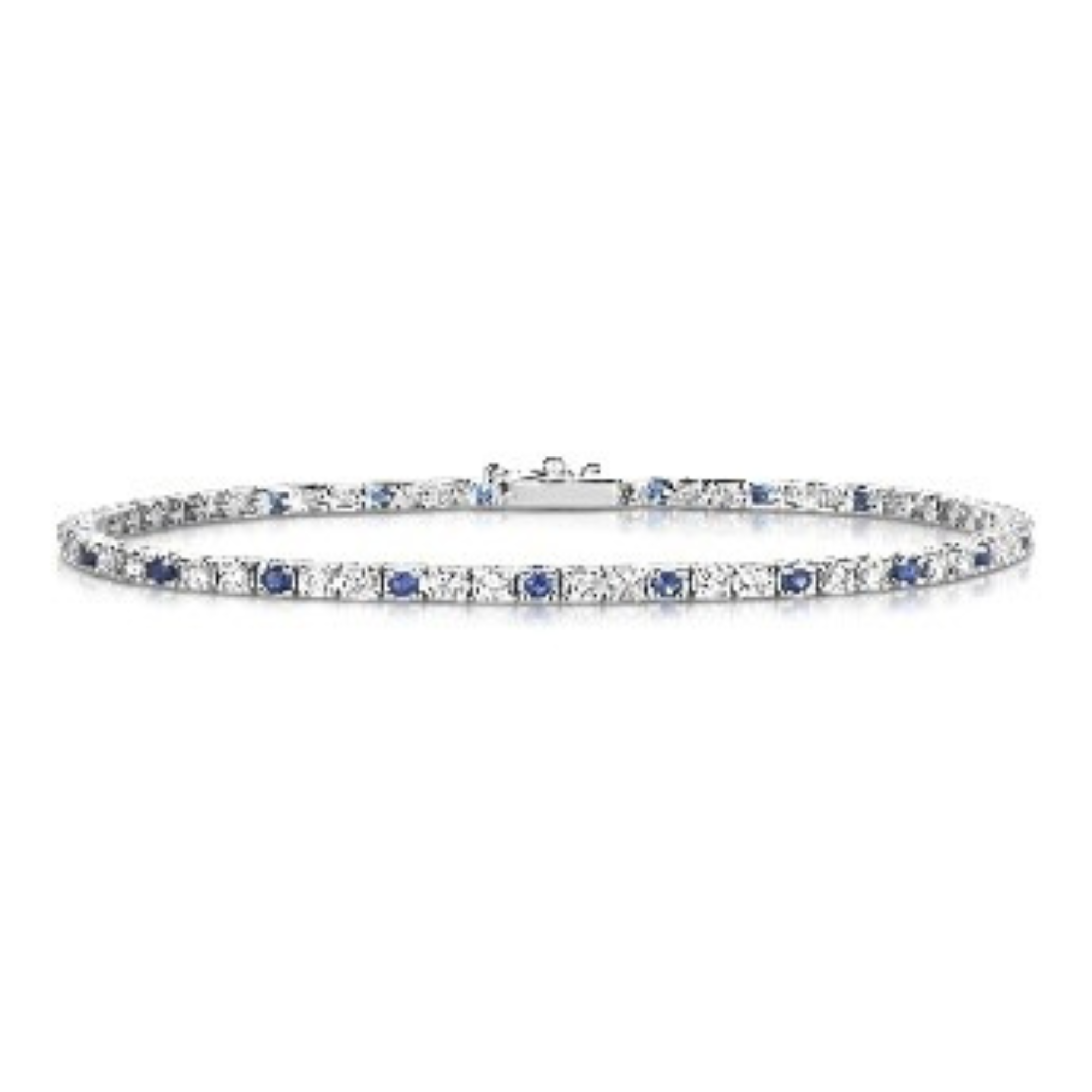Alternating Sapphire Diamond Tennis Bracelet in 14K White Gold