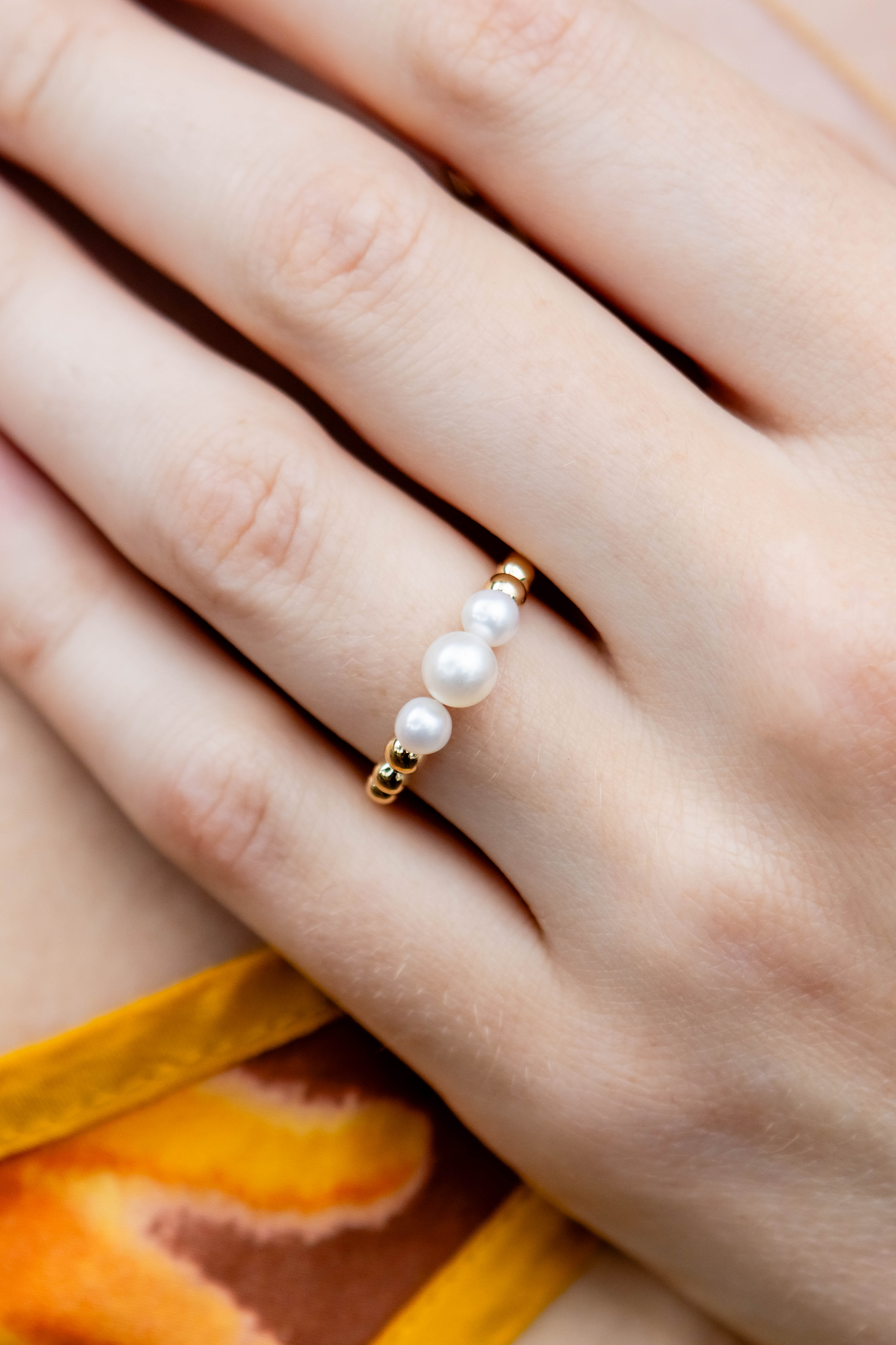 Cultured Pearl Ring in 14K Yellow Gold, Size 7