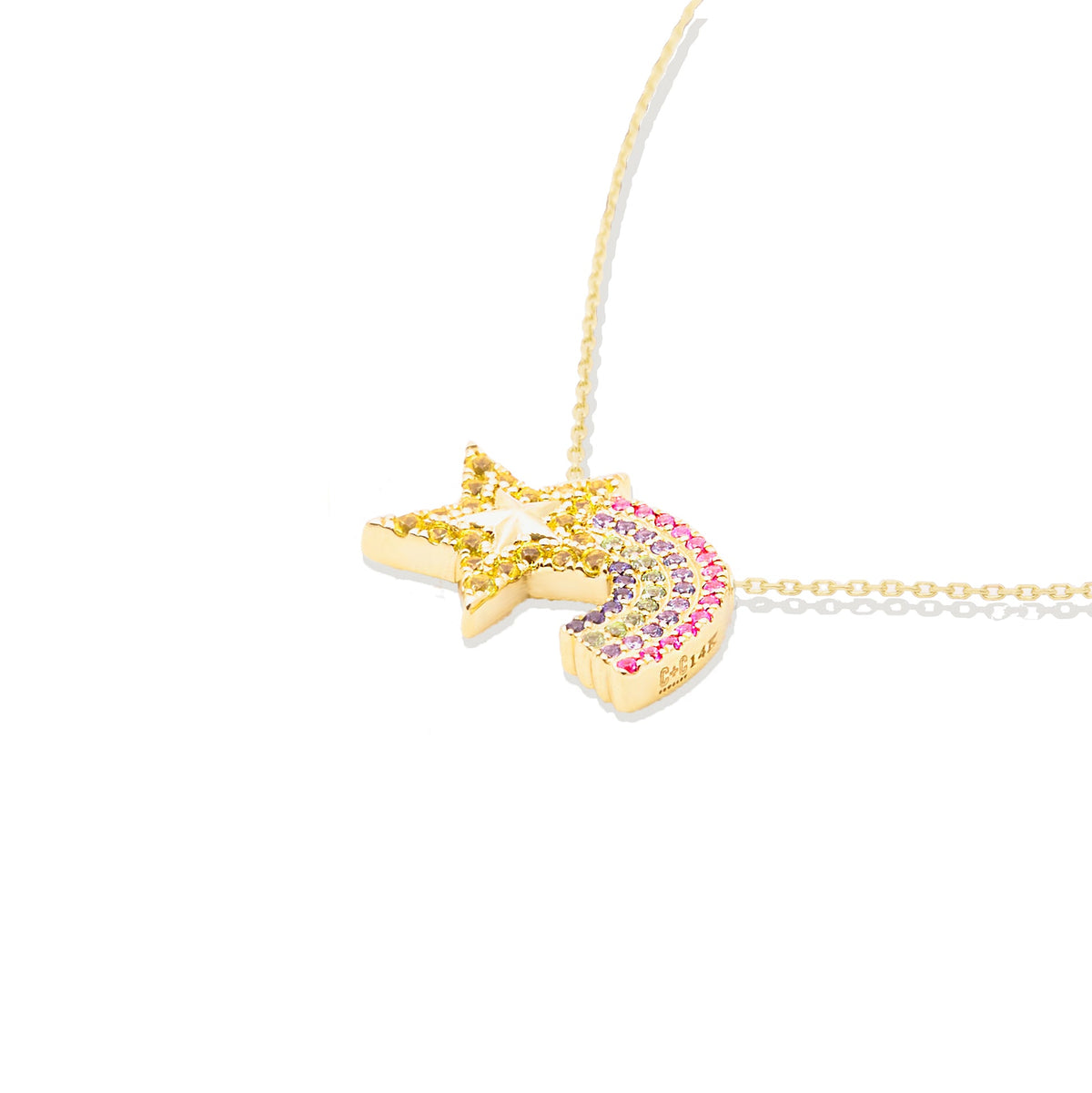 Campbell + Charlotte Juju Shooting Star Charm Necklace in 14K Yellow Gold