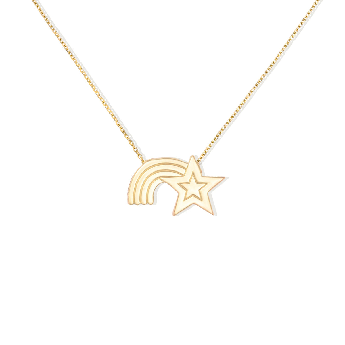 Campbell + Charlotte Juju Shooting Star Charm Necklace in 14K Yellow Gold