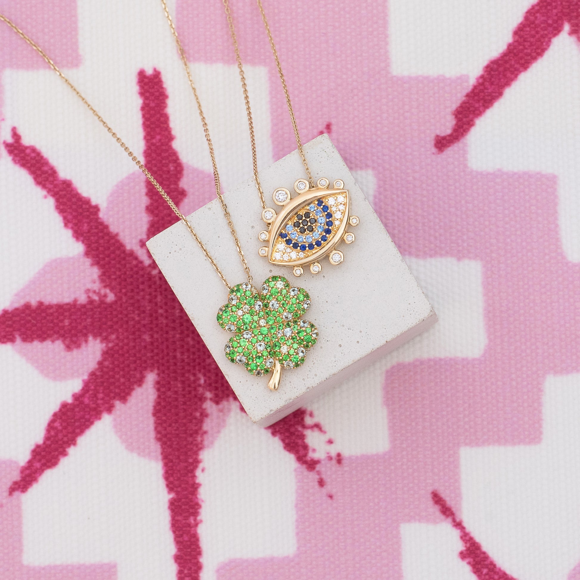 Campbell + Charlotte Juju Evil Eye Charm Necklace in 14K Yellow Gold