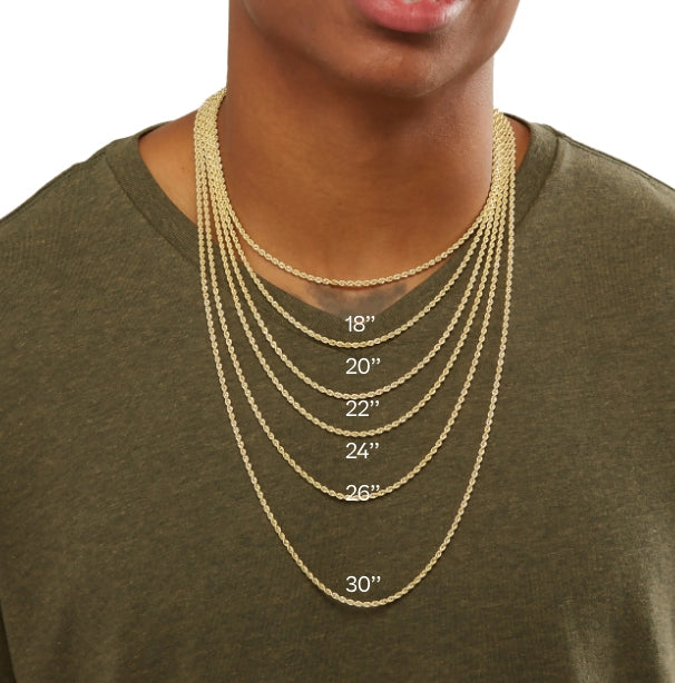 2.5MM Rope Chain Necklace in 14K Yellow Gold, 24" Length