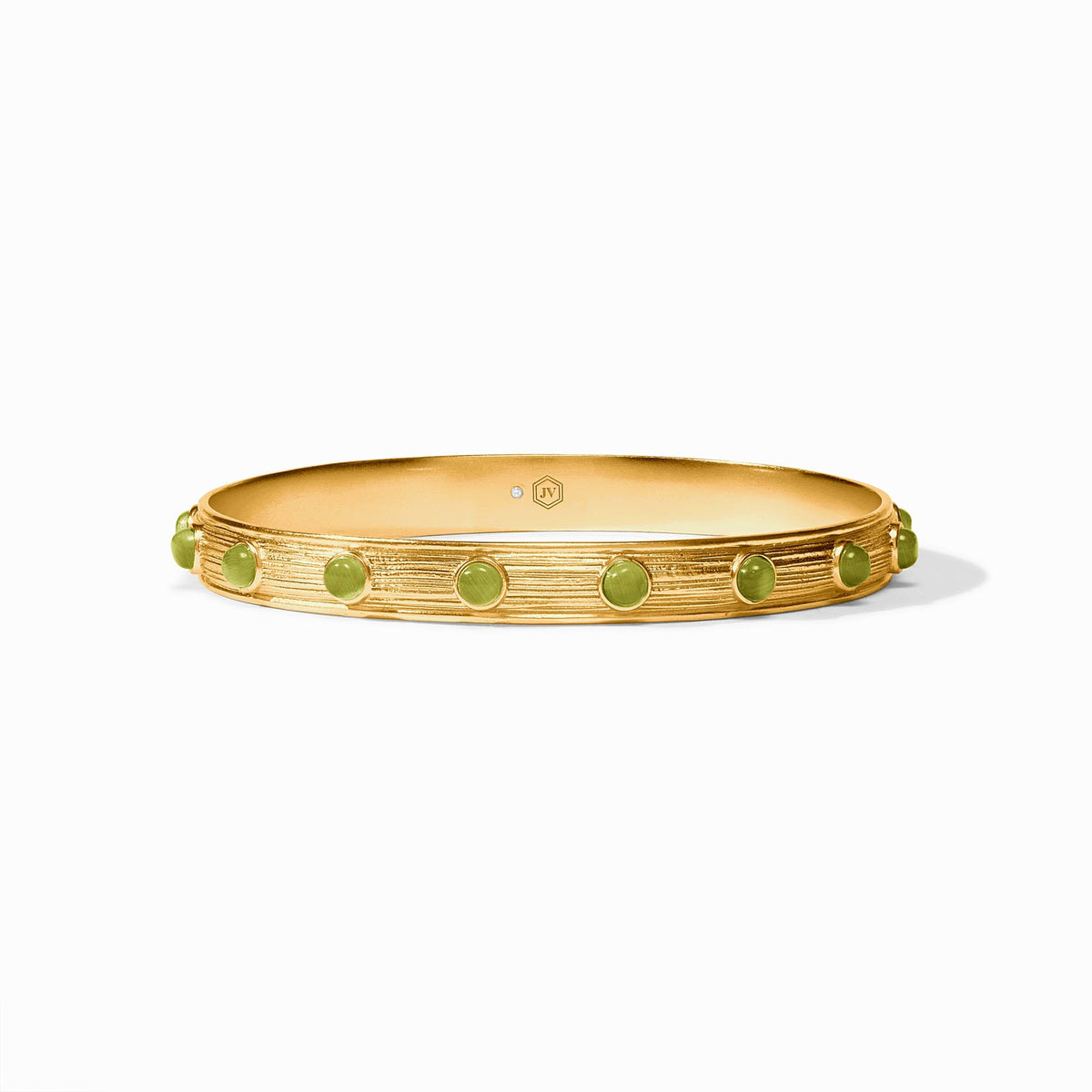 Julie Vos Cobblestone Stone Bangle in Green Cat's Eye