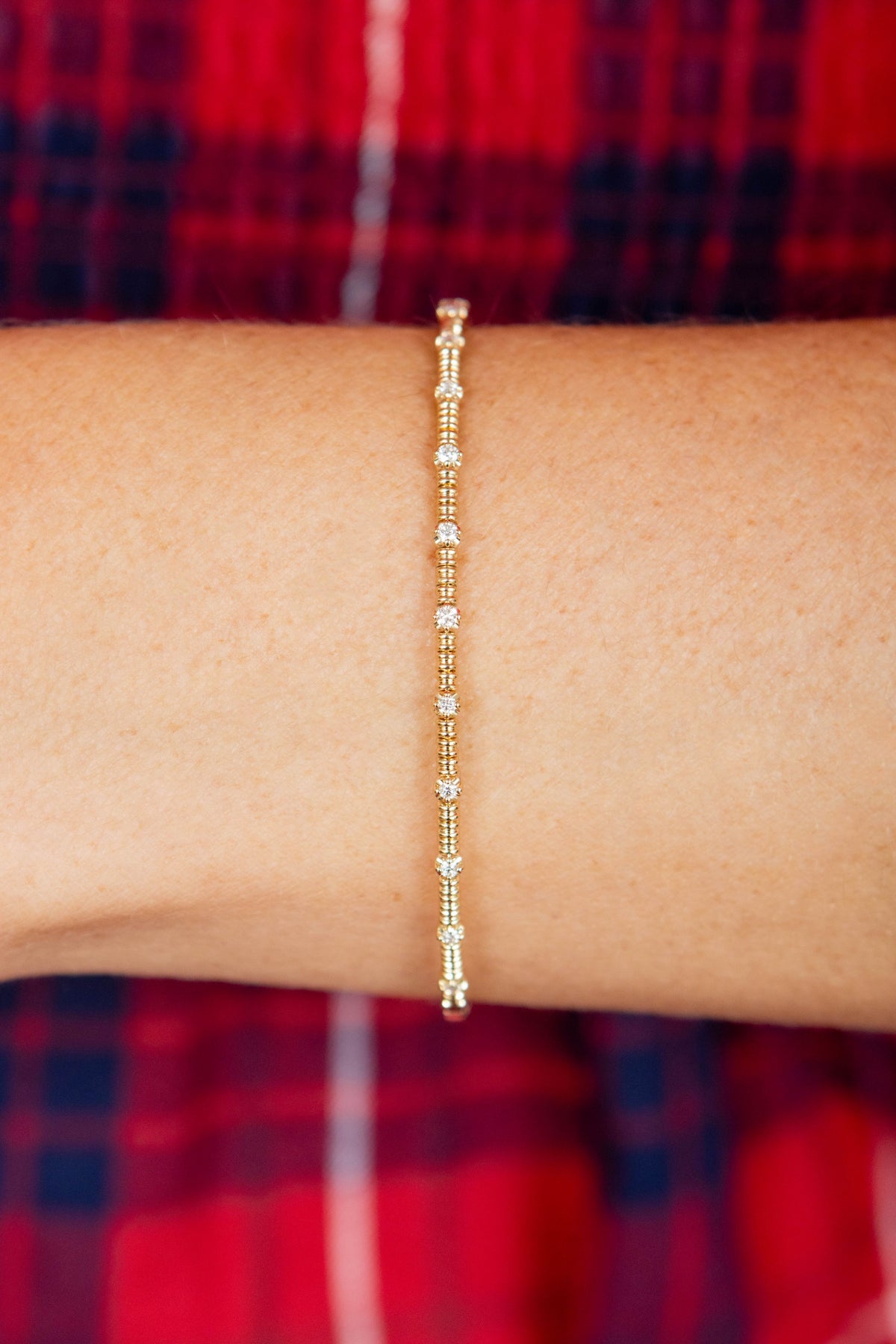 Diamond Station Flex Bracelet in 14K Yellow Gold