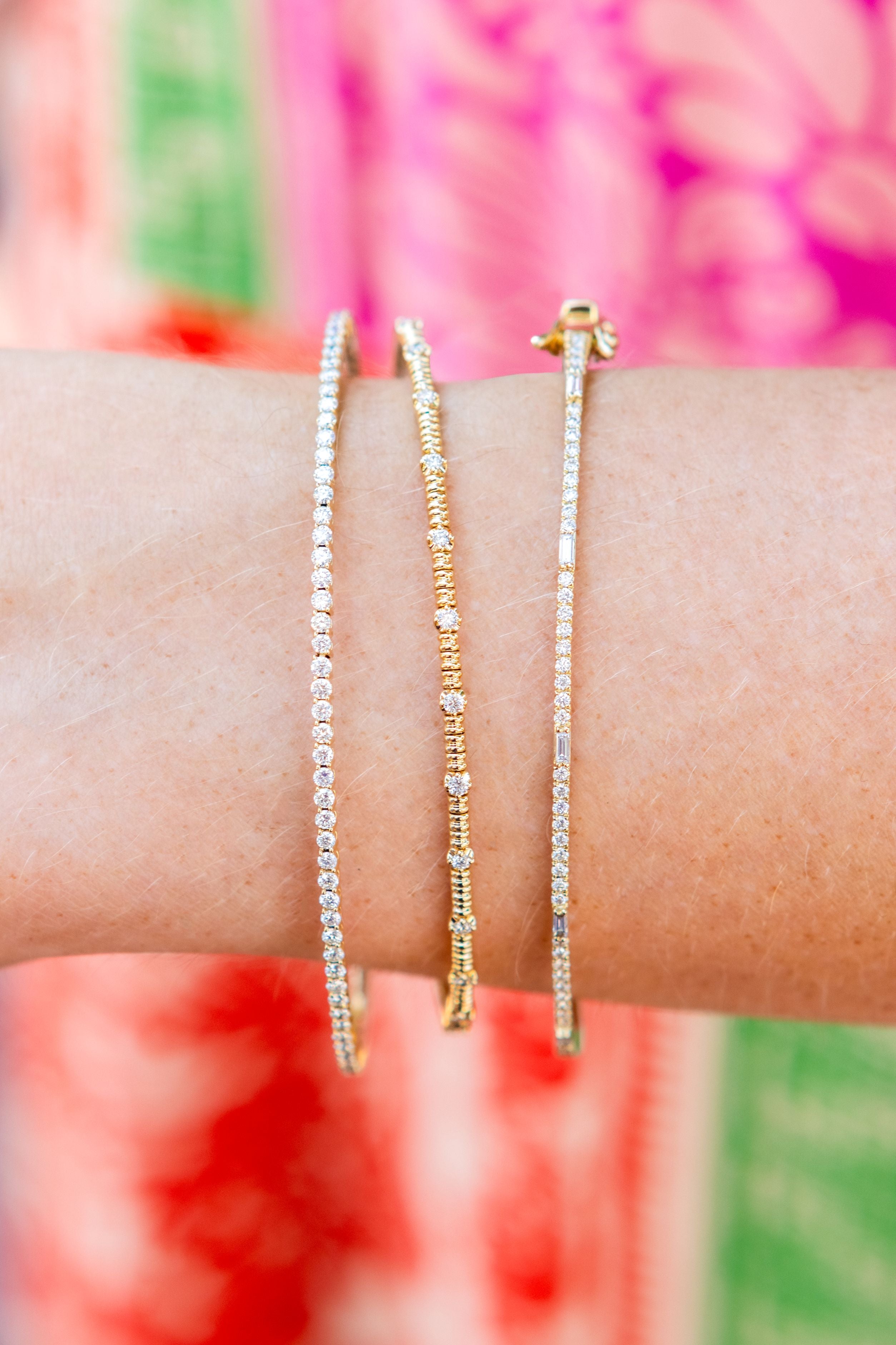 Diamond Station Flex Bracelet in 14K Yellow Gold