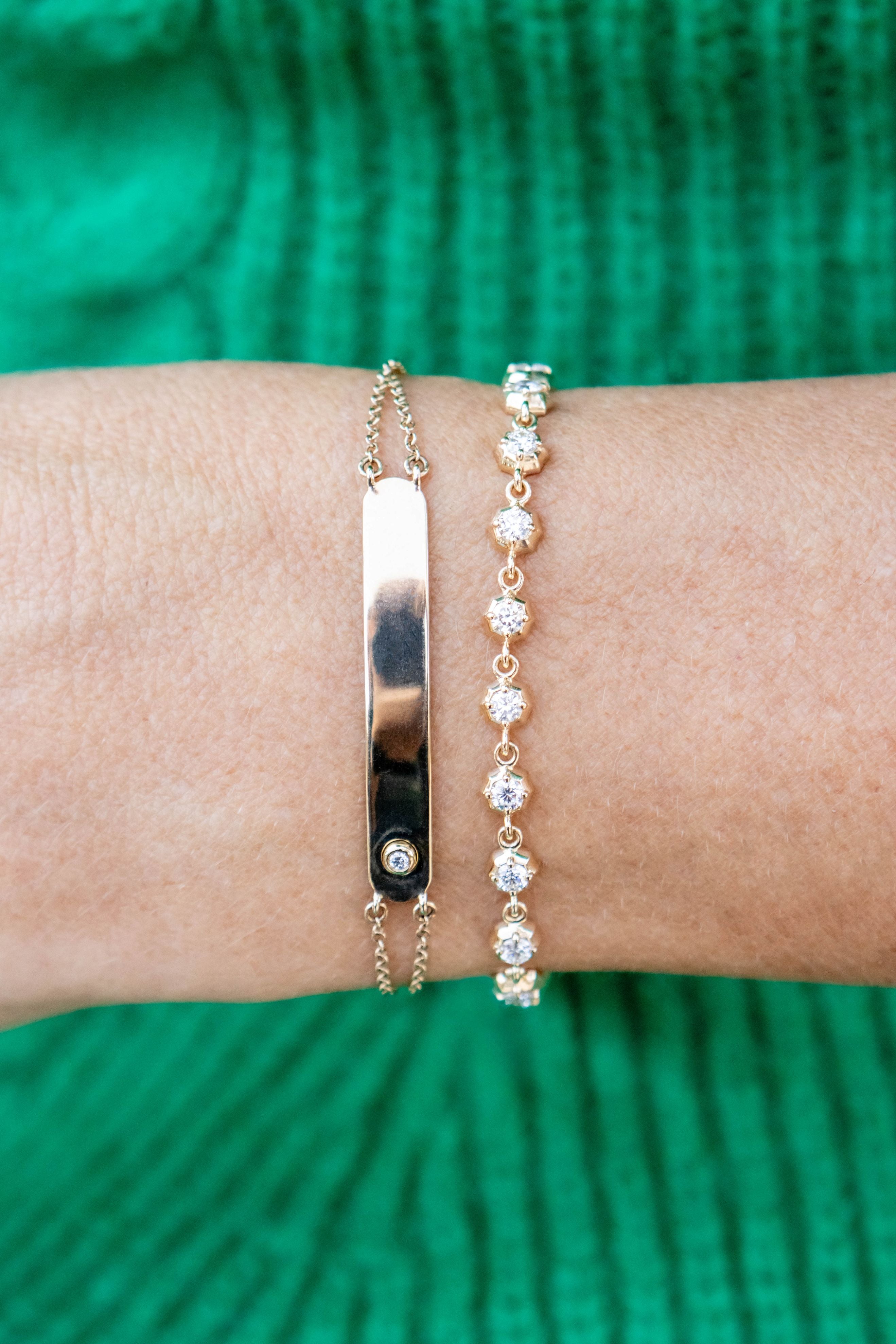 Diamond ID Bar Bracelet in 14K Yellow Gold