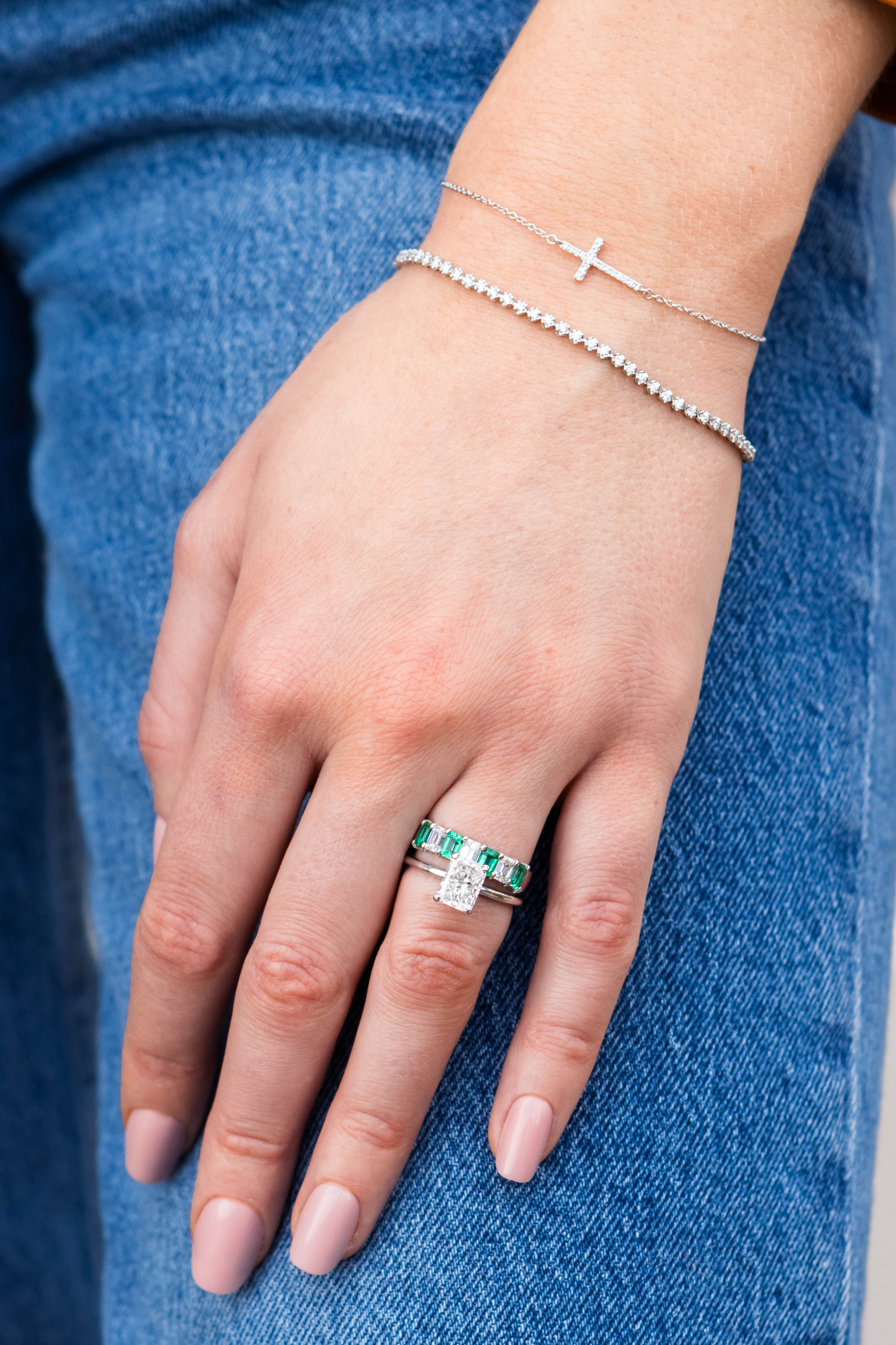 Diamond Cross Bracelet in 14K White Gold