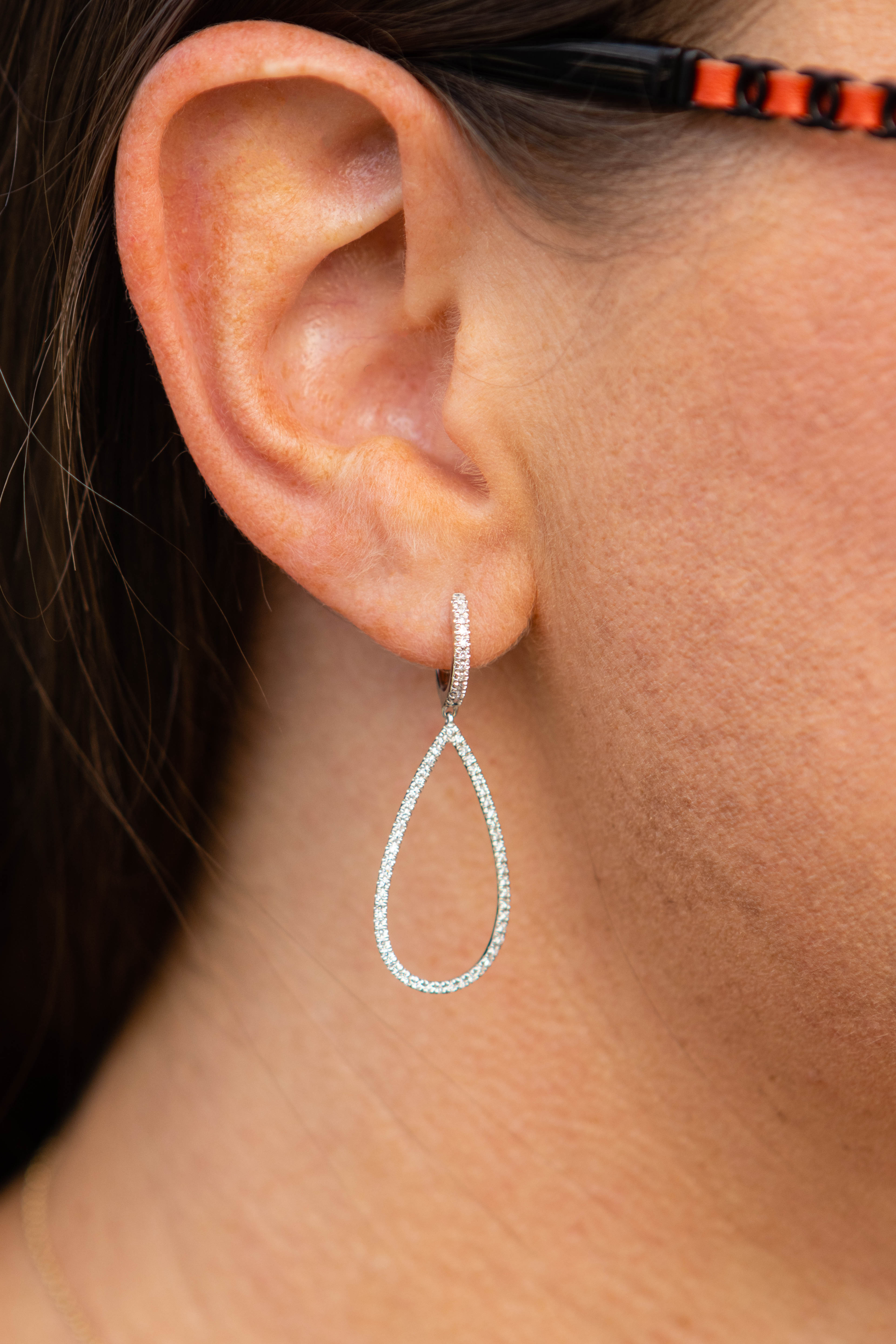 Diamond Teardrop Earrings in 14K White Gold