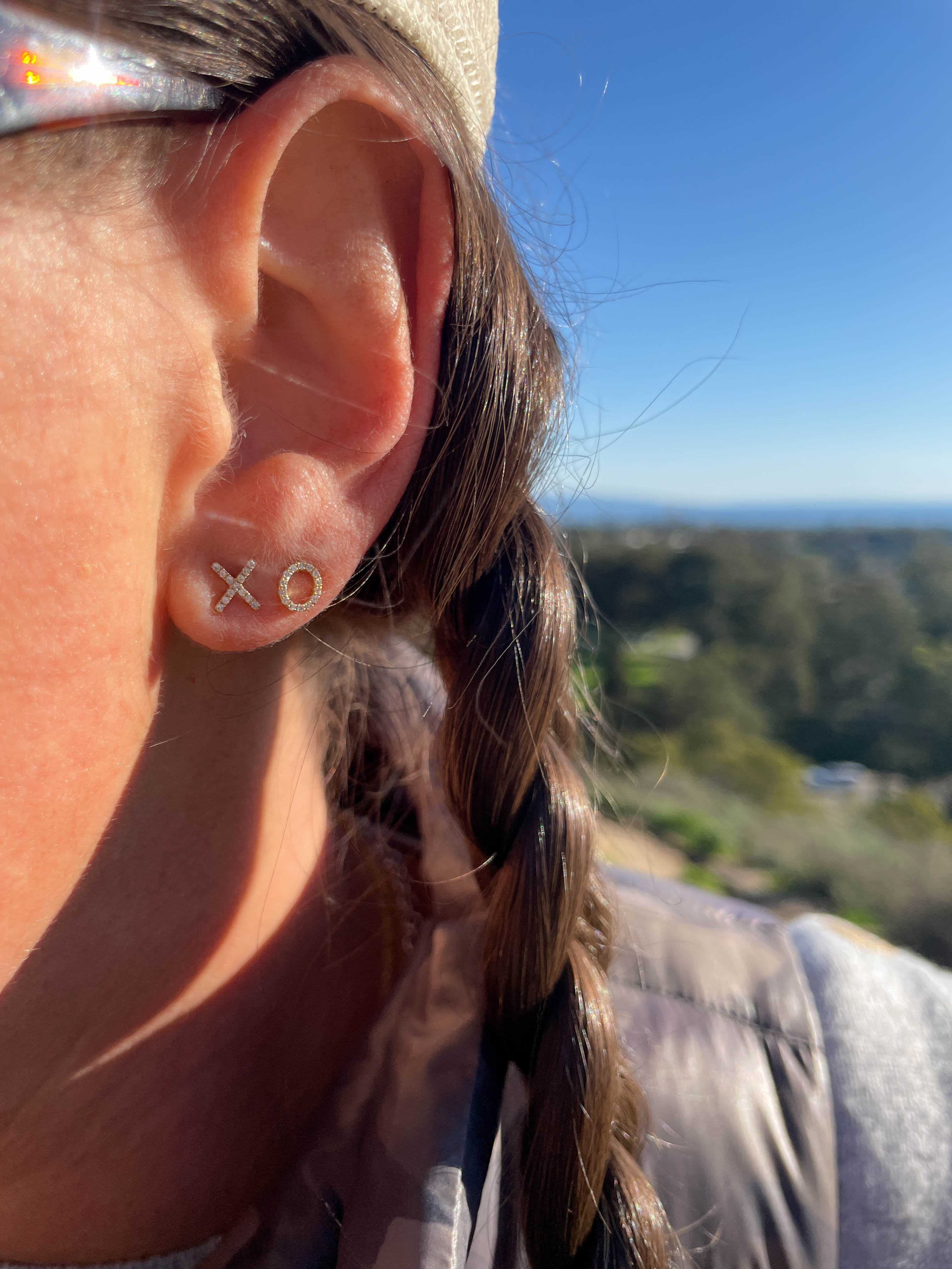 XO Diamond Stud Earrings in 14K Yellow Gold