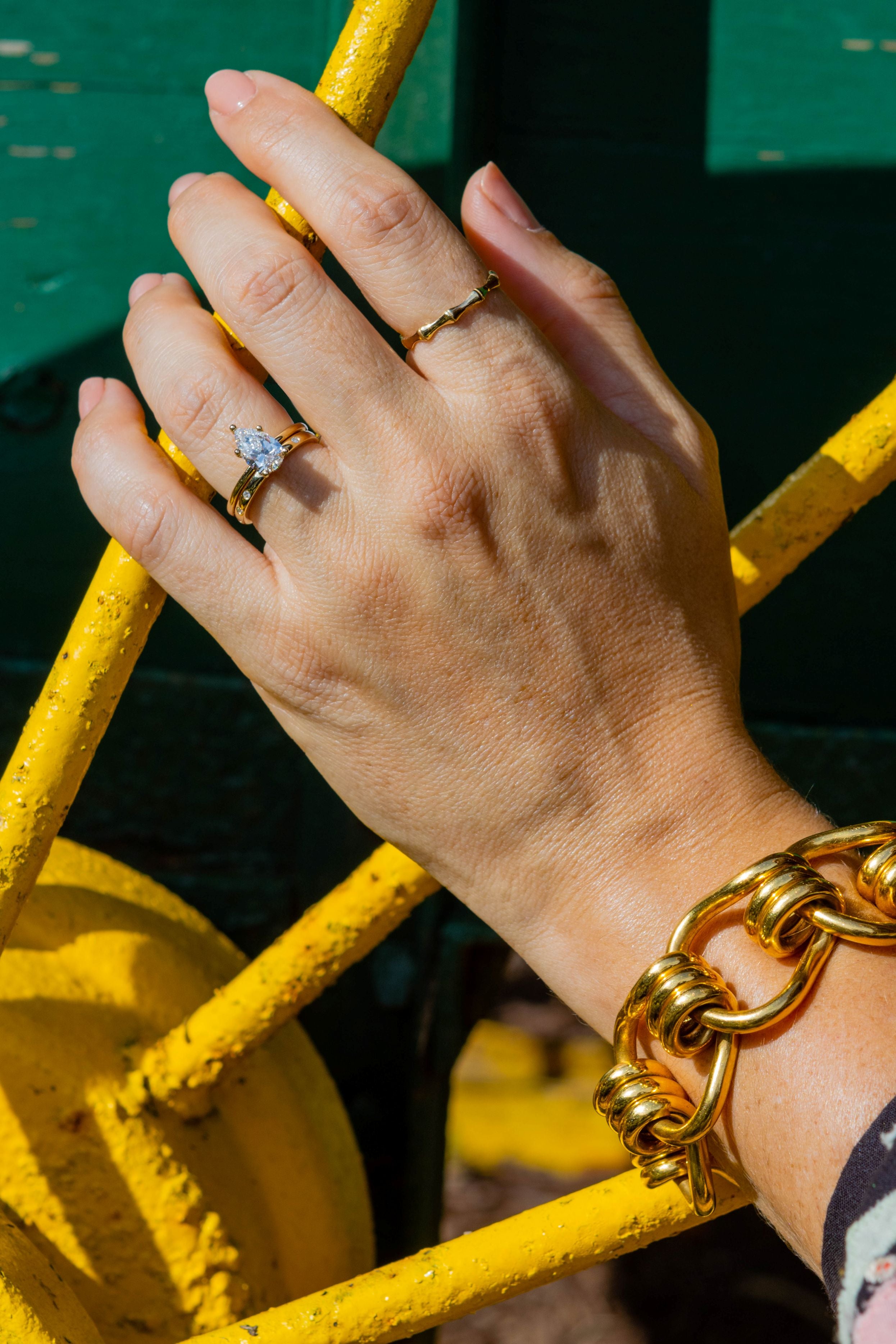 Bamboo Textured Ring in 14K Yellow Gold, Size 5
