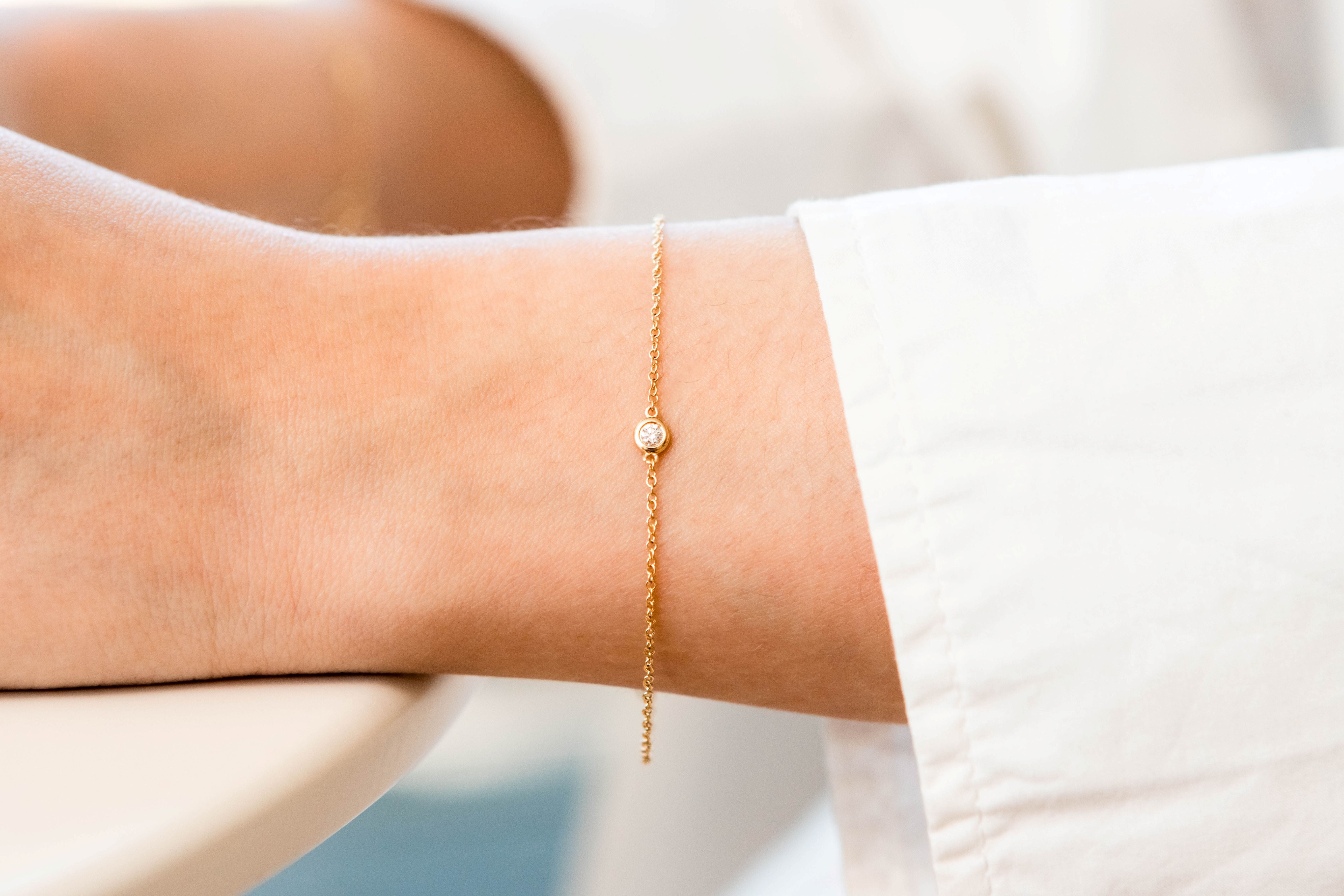 Diamond Bezel Station Bracelet in 14K Yellow Gold