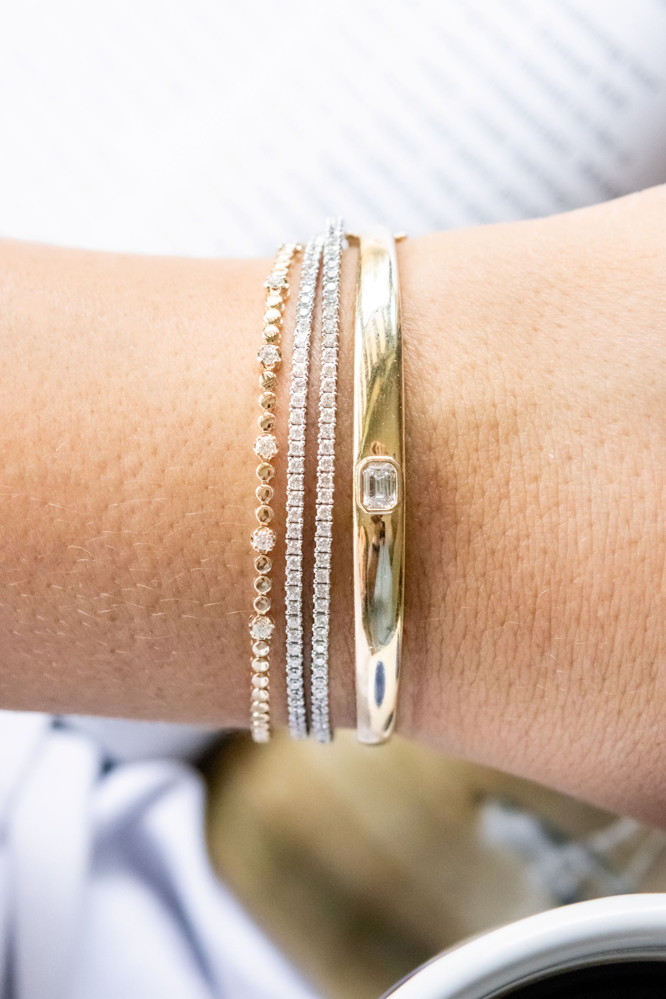 Double Wrap Diamond Flex Bracelet in 14K White Gold
