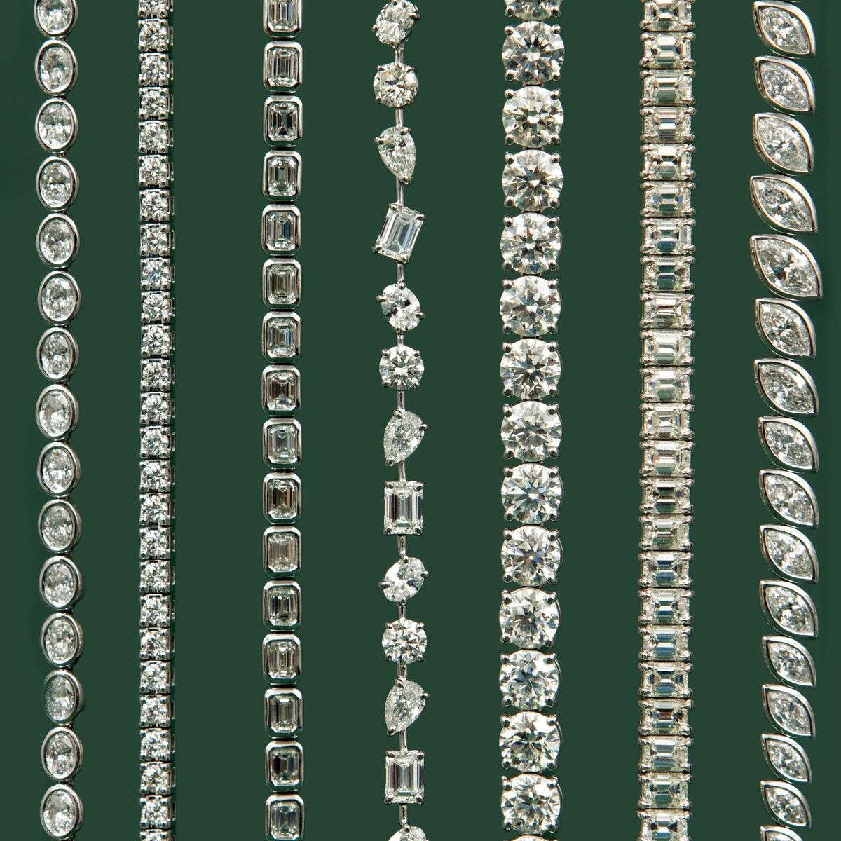 Graduated Marquise Diamond Tennis Bracelet in 18K White Gold