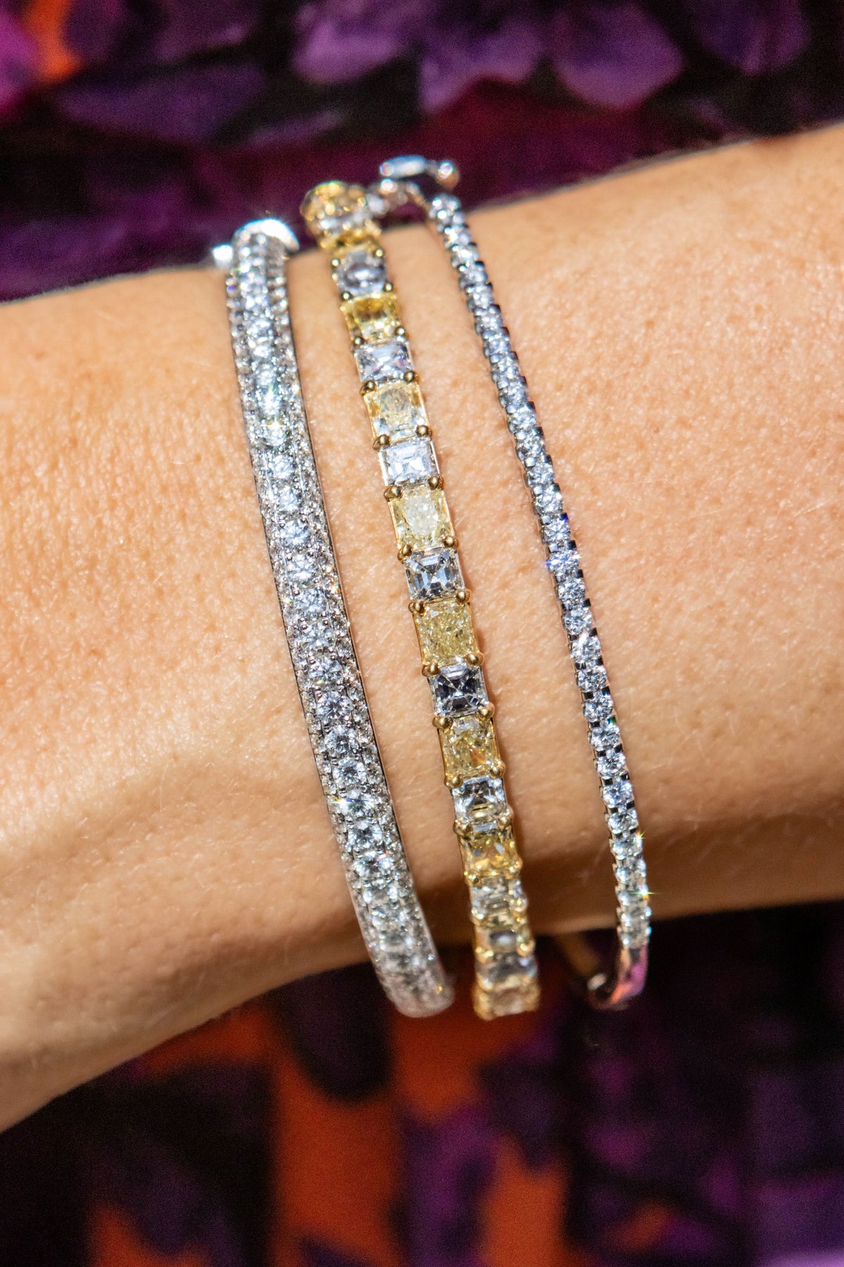 Fancy Yellow Diamond Bangle in 18K Yellow Gold