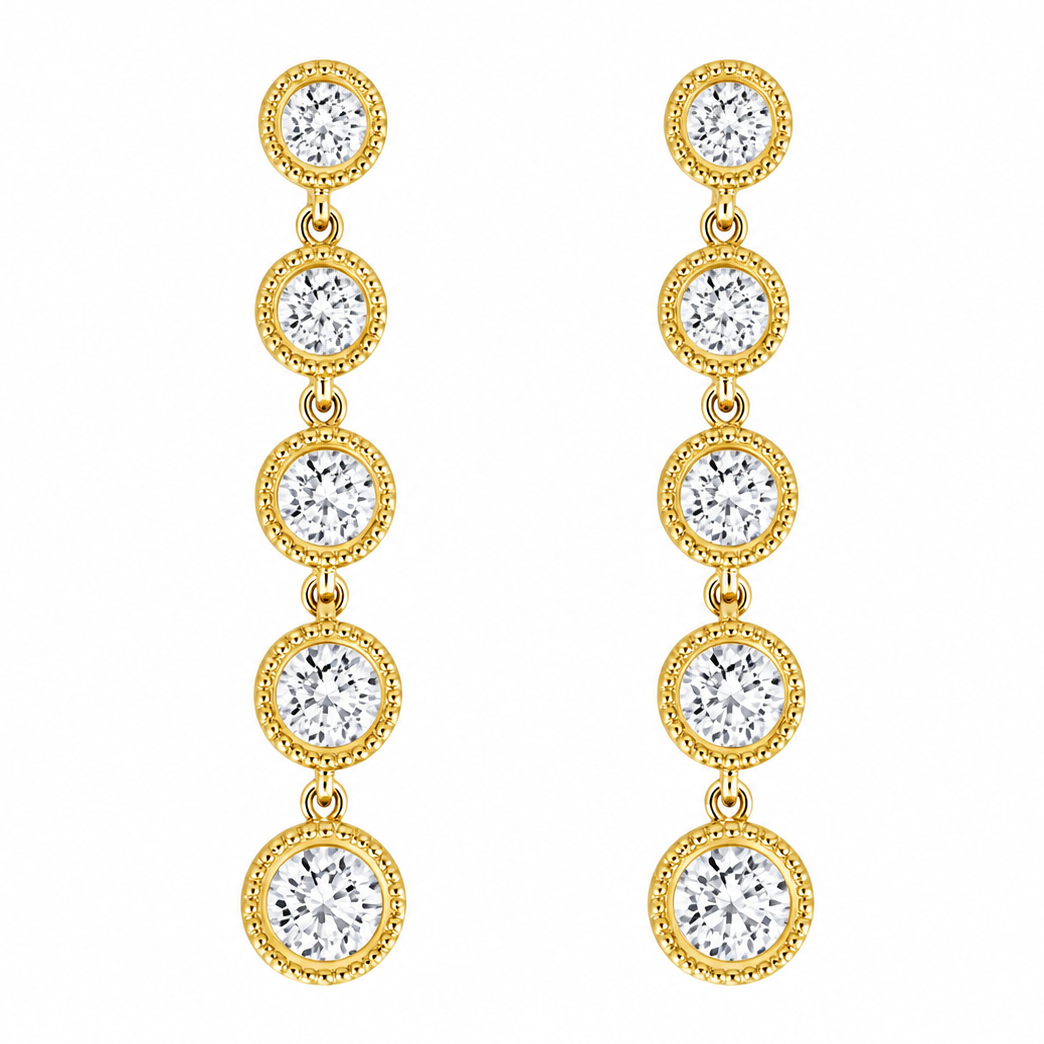 Diamond Drop Earrings in 14K Yellow Gold