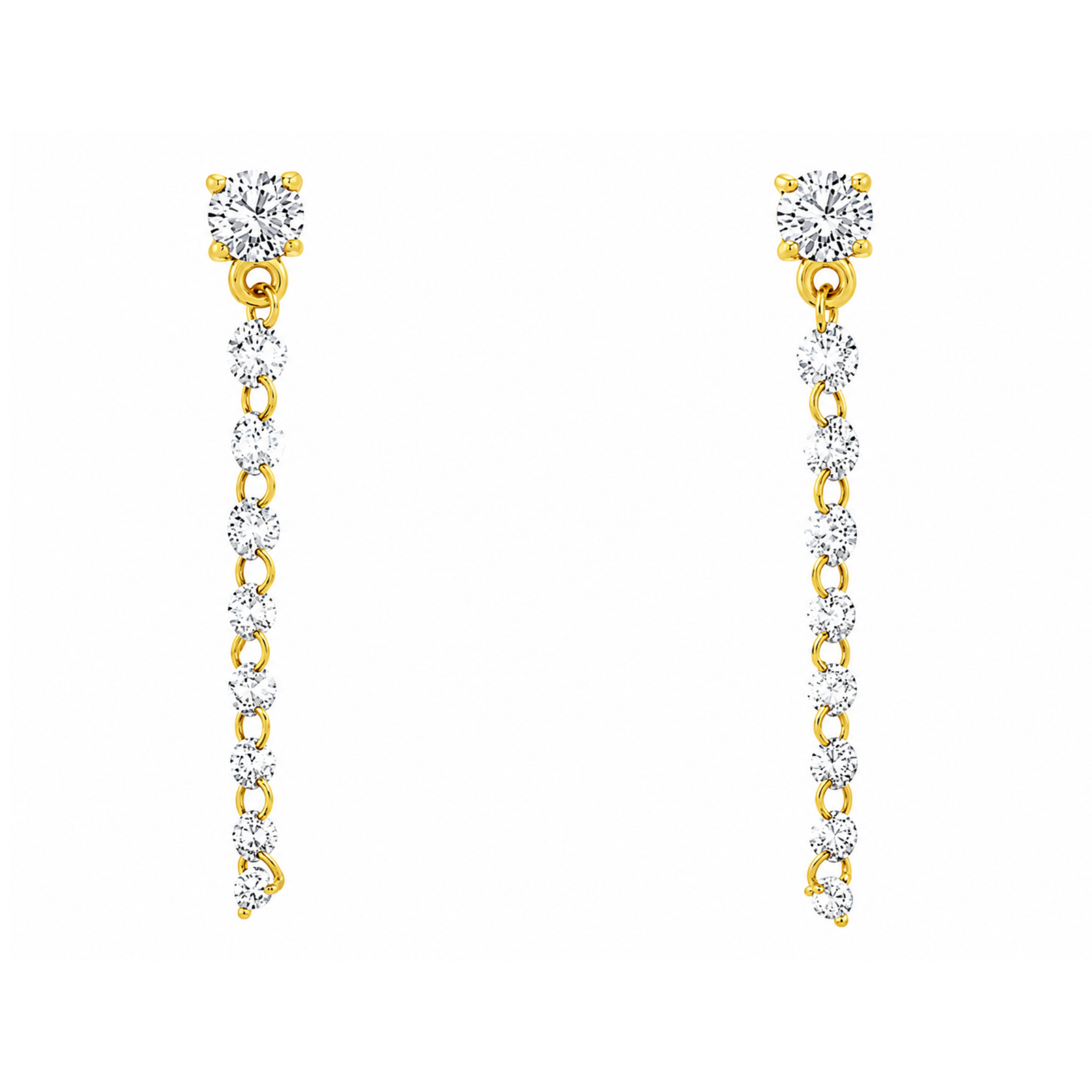 Graduated 1.00CT Diamond Dangle Earrings in 14K Yellow Gold