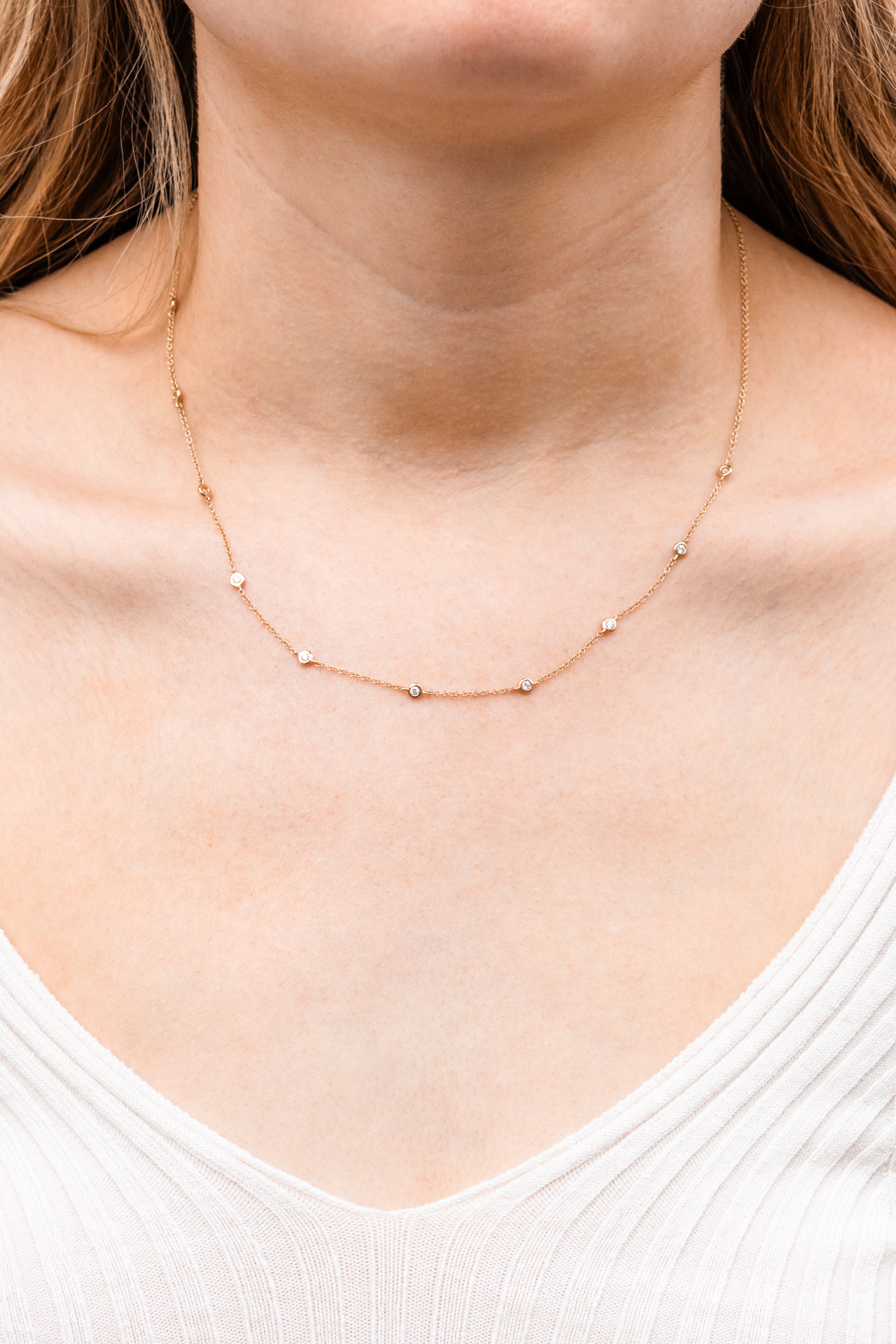 Diamonds By The Yard Bezel Necklace in 14K Yellow Gold
